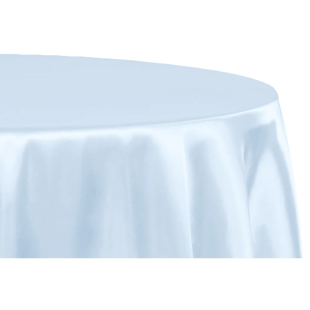 Satin 120" Round Tablecloth - Baby Blue - Image 2