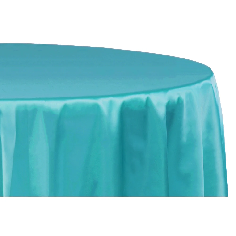 Satin 120" Round Tablecloth - Dark Turquoise - Image 4