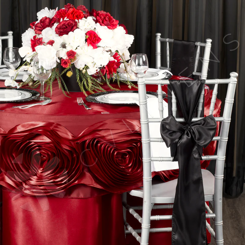 Satin 132" Round Tablecloth - Apple Red - Image 3