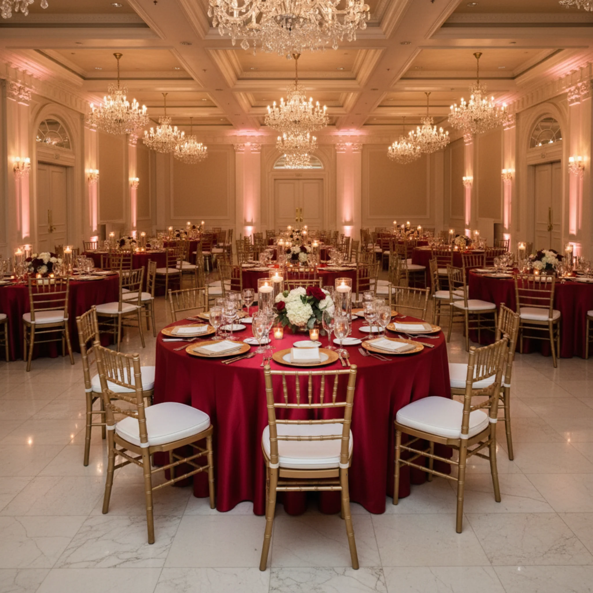 Satin 132" Round Tablecloth - Apple Red - Image 4