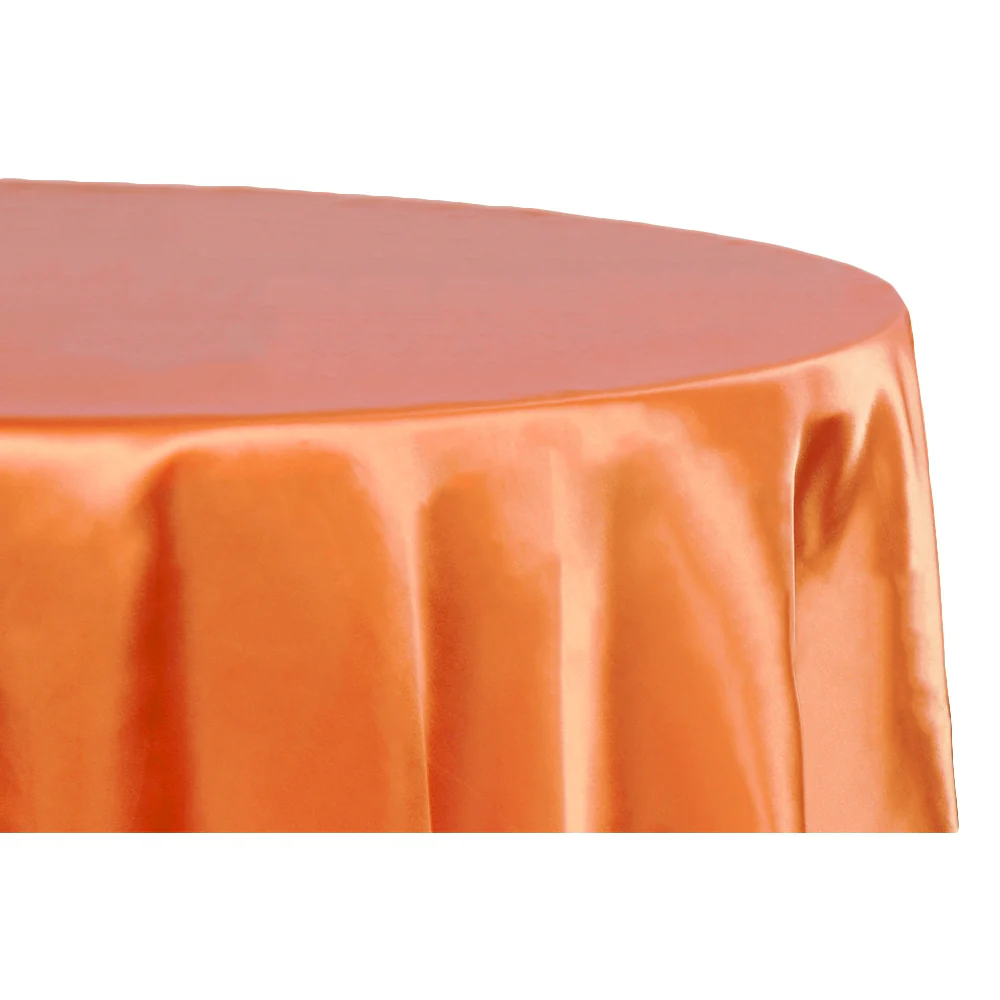 Satin 132" Round Tablecloth - Burnt Orange - Image 2