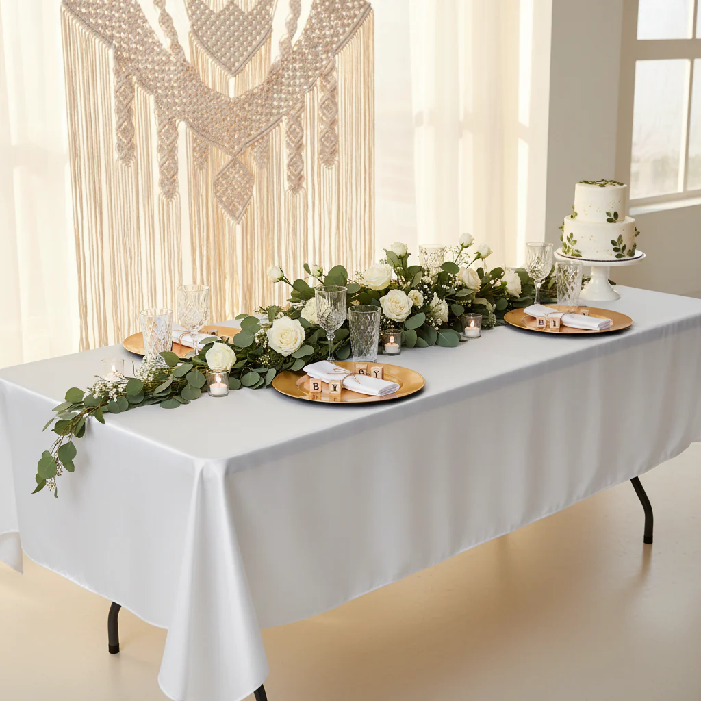 Satin Rectangular 60"x120" Tablecloth - White - Image 2