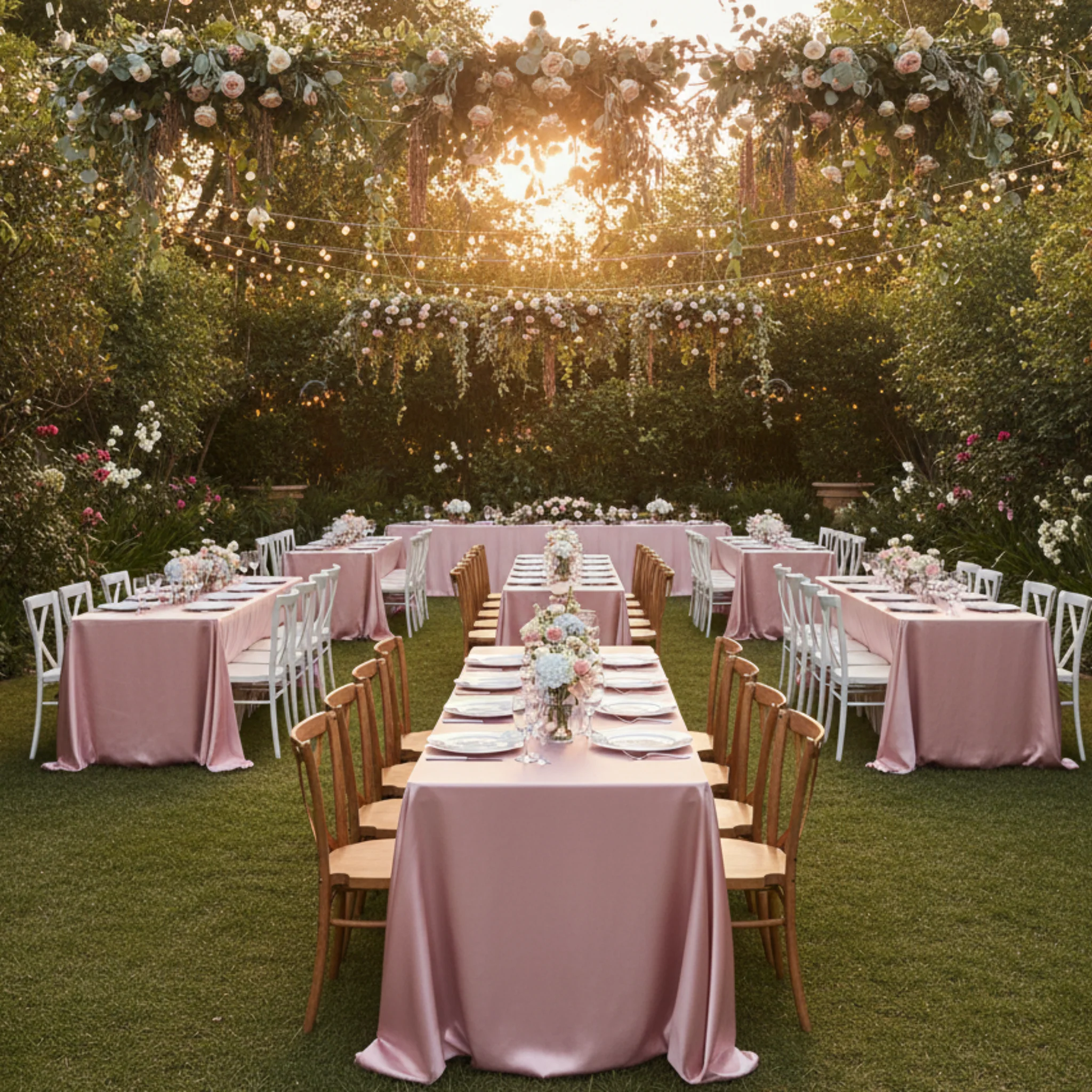Satin Rectangular 90"x132" Tablecloth - Dusty Rose/Mauve - Image 4
