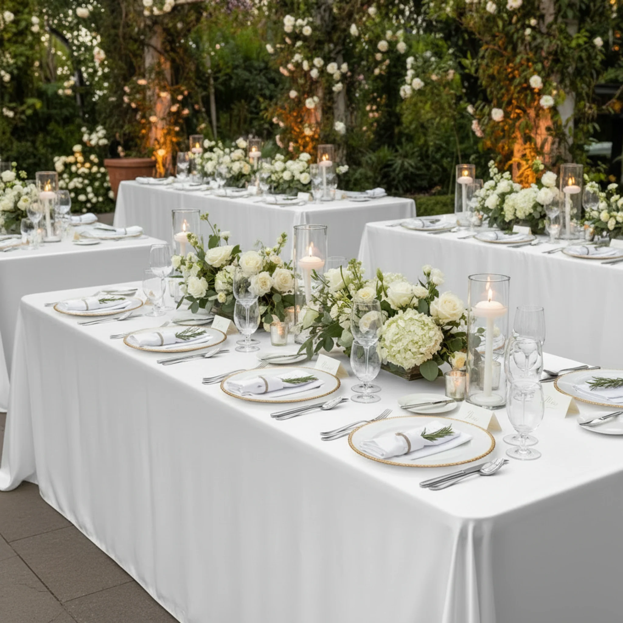 Satin Rectangular 90"x132" Tablecloth - White - Image 3