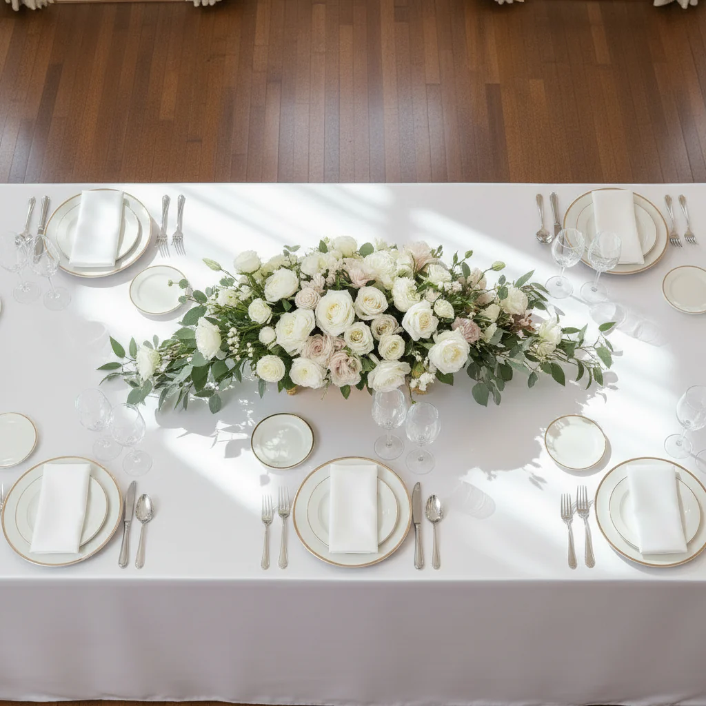 Satin Rectangular 90"x132" Tablecloth - White - Image 4