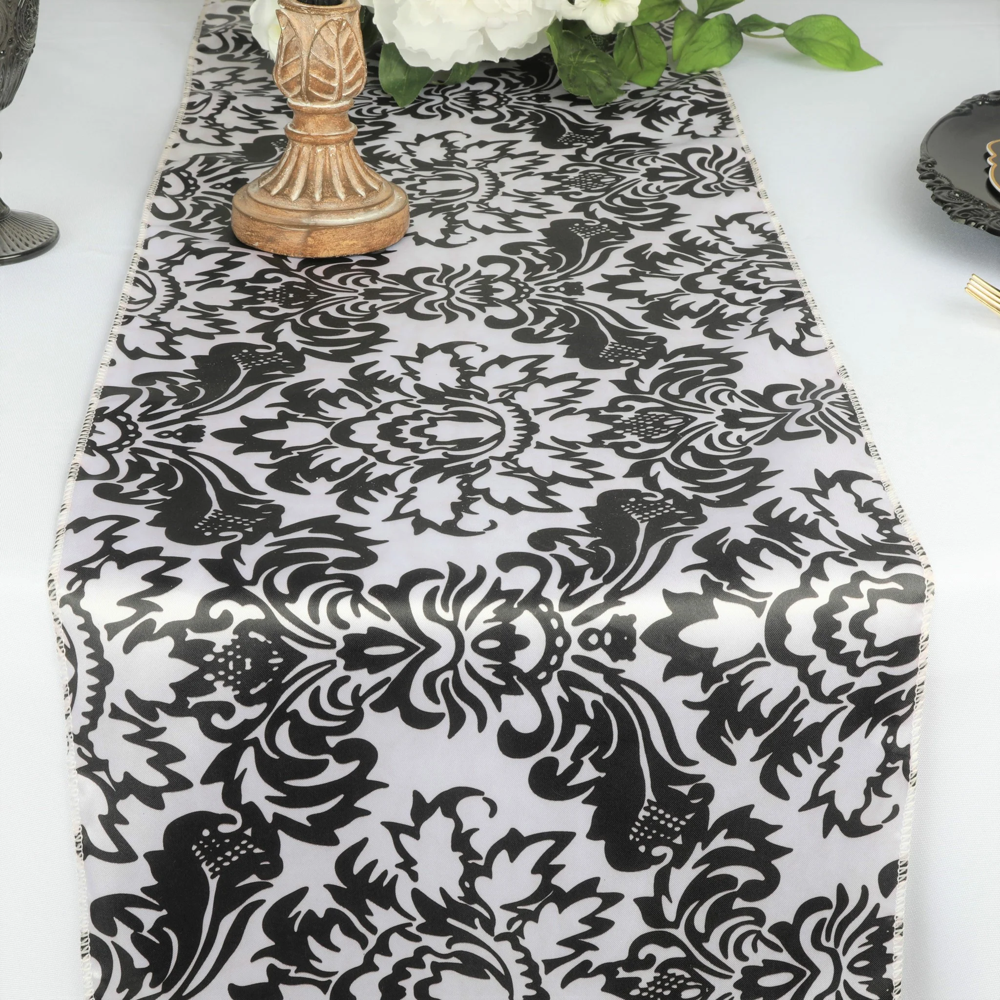 Satin Table Runner - Damask - Image 3