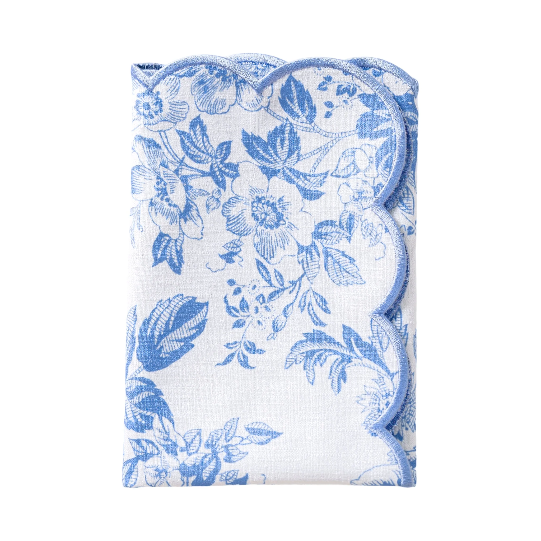 4 pcs/pk French Toile 20"x20" Scalloped Edge Napkins - Baby Blue - Image 10