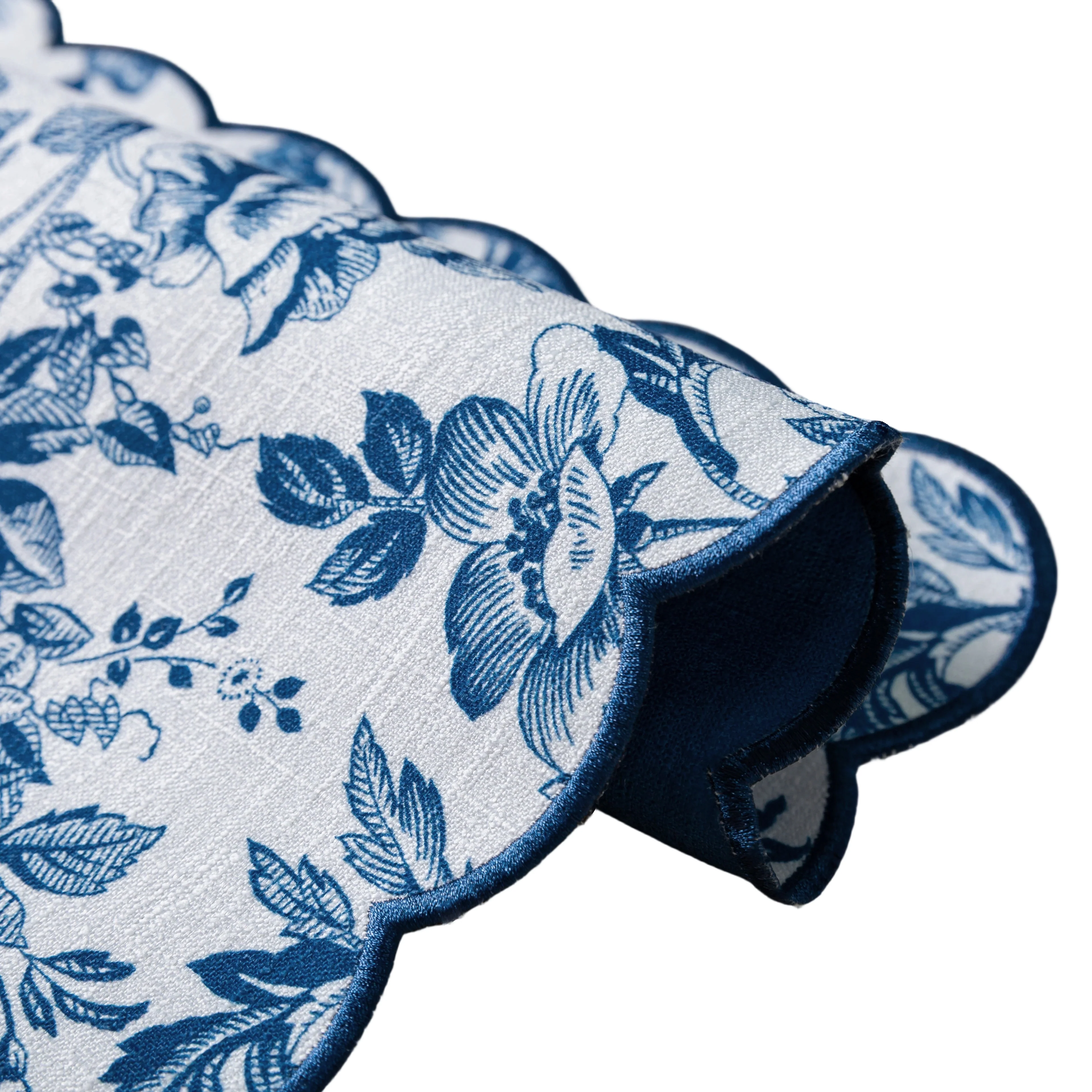 2 pcs/set French Toile Scalloped Edge Placemats - Blue - Image 9