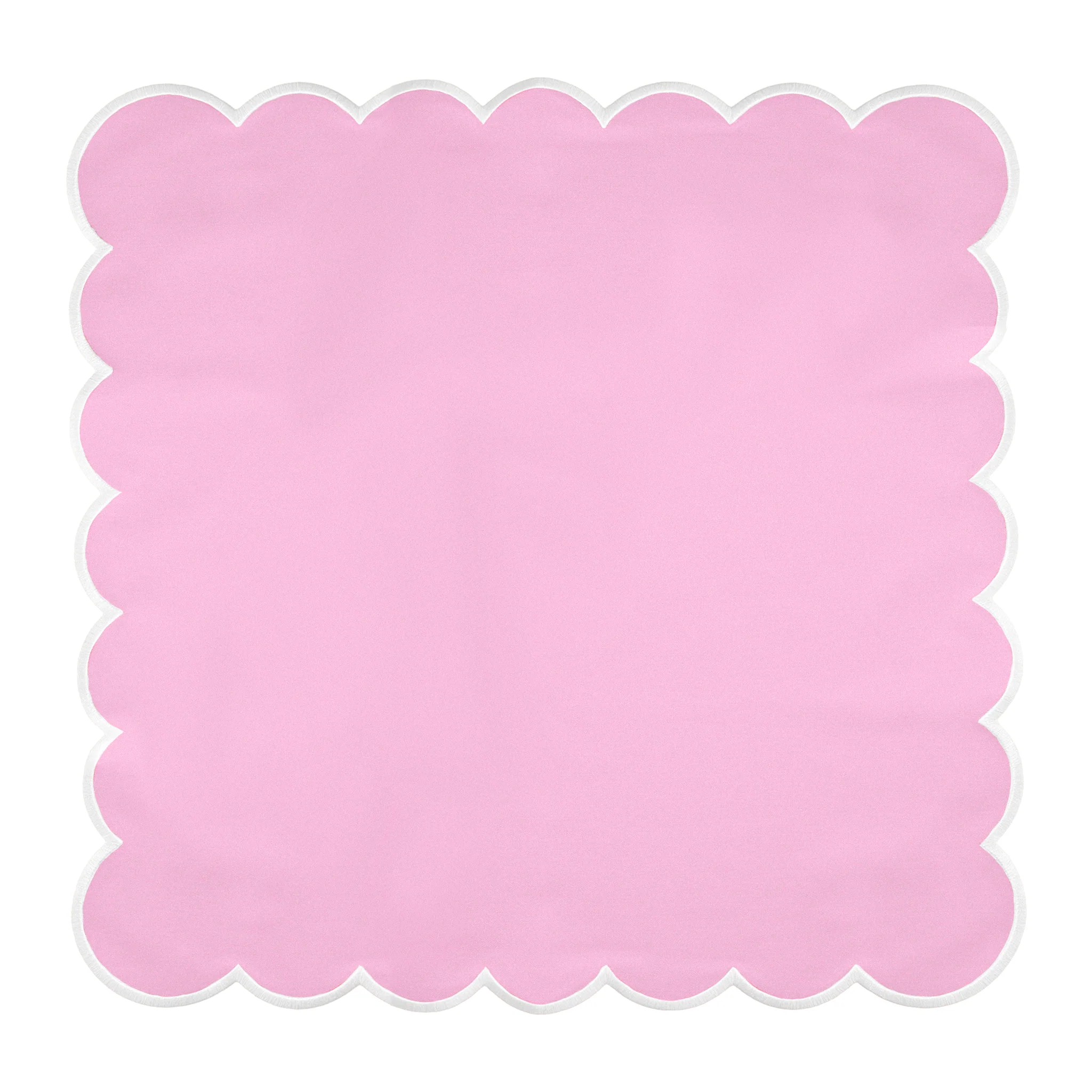 4 pc/pk Scalloped Edge Linen Napkin - Pink/White Trim - Image 4