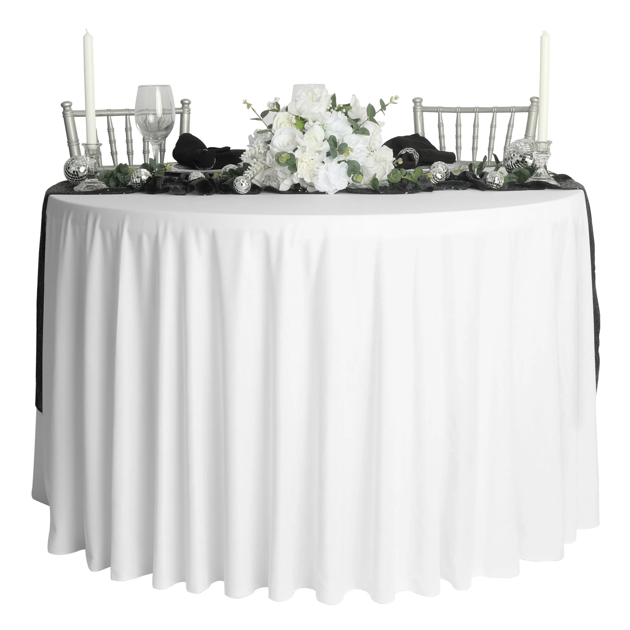 Scuba 108" Round Tablecloth - White - Image 2