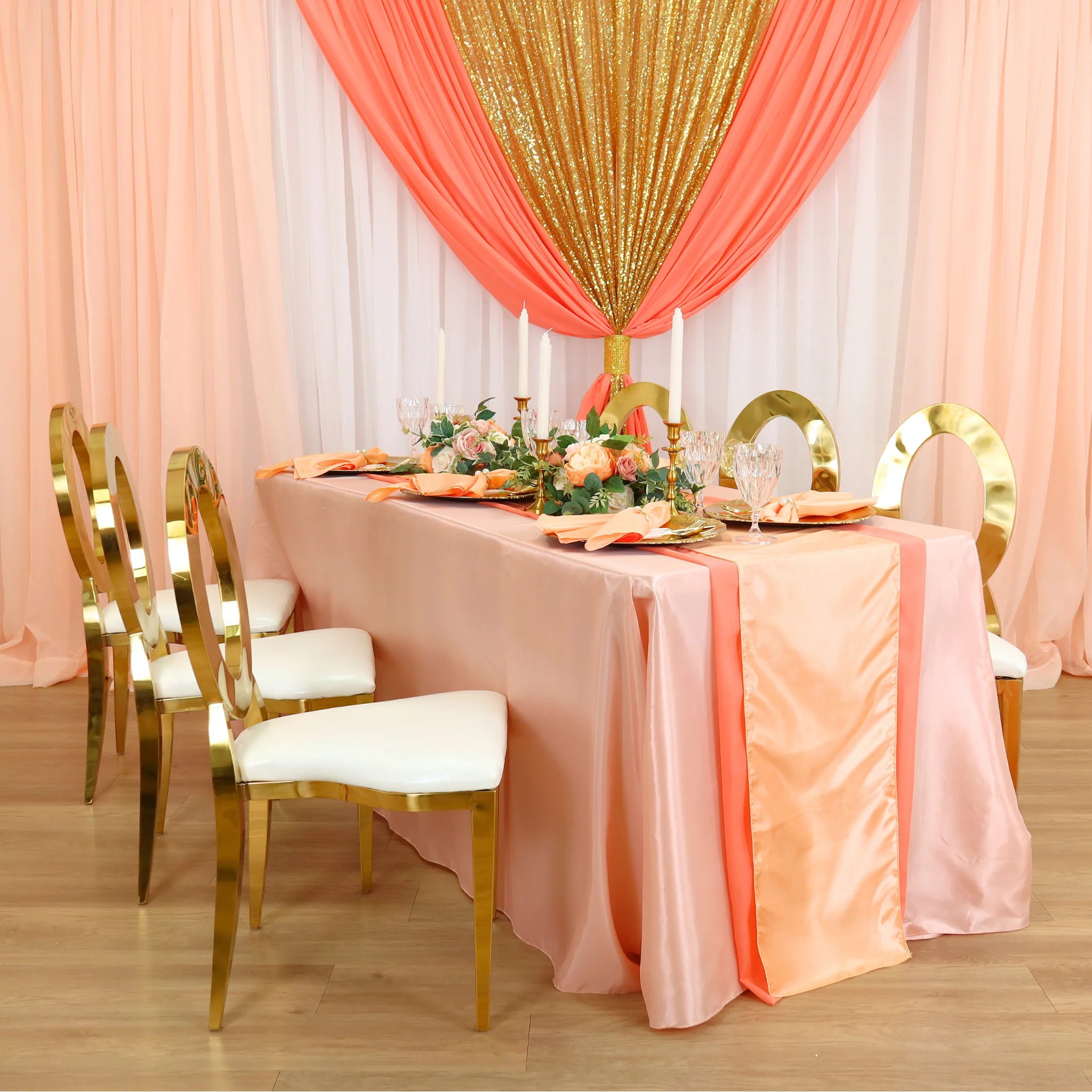 Glitz Sequin Mesh Net 10ft H x 52" W Drape/Backdrop panel - Gold - Image 6