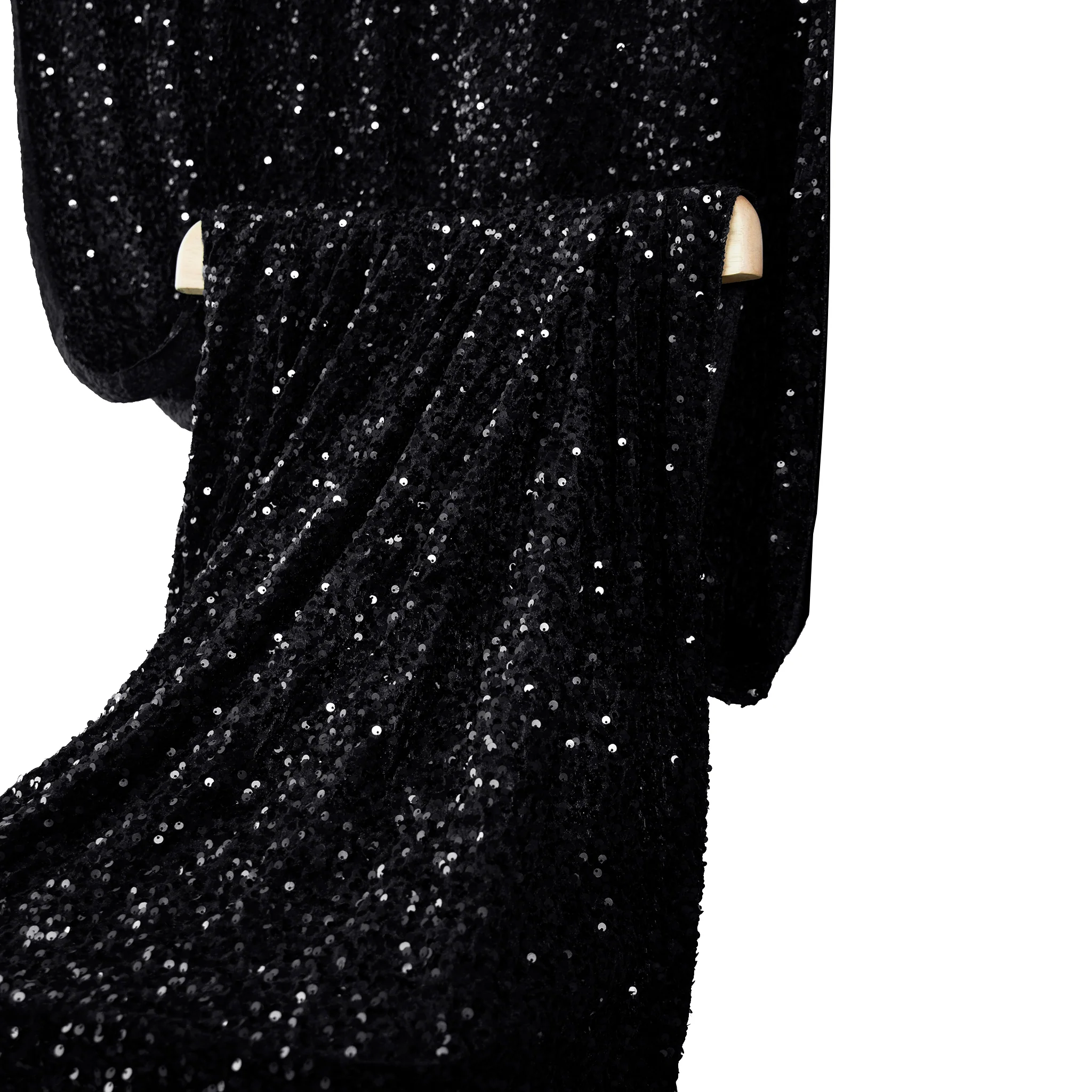Sequin Velvet 10ft H x 52" W Drape/Backdrop Curtain Panel - Black - Image 5