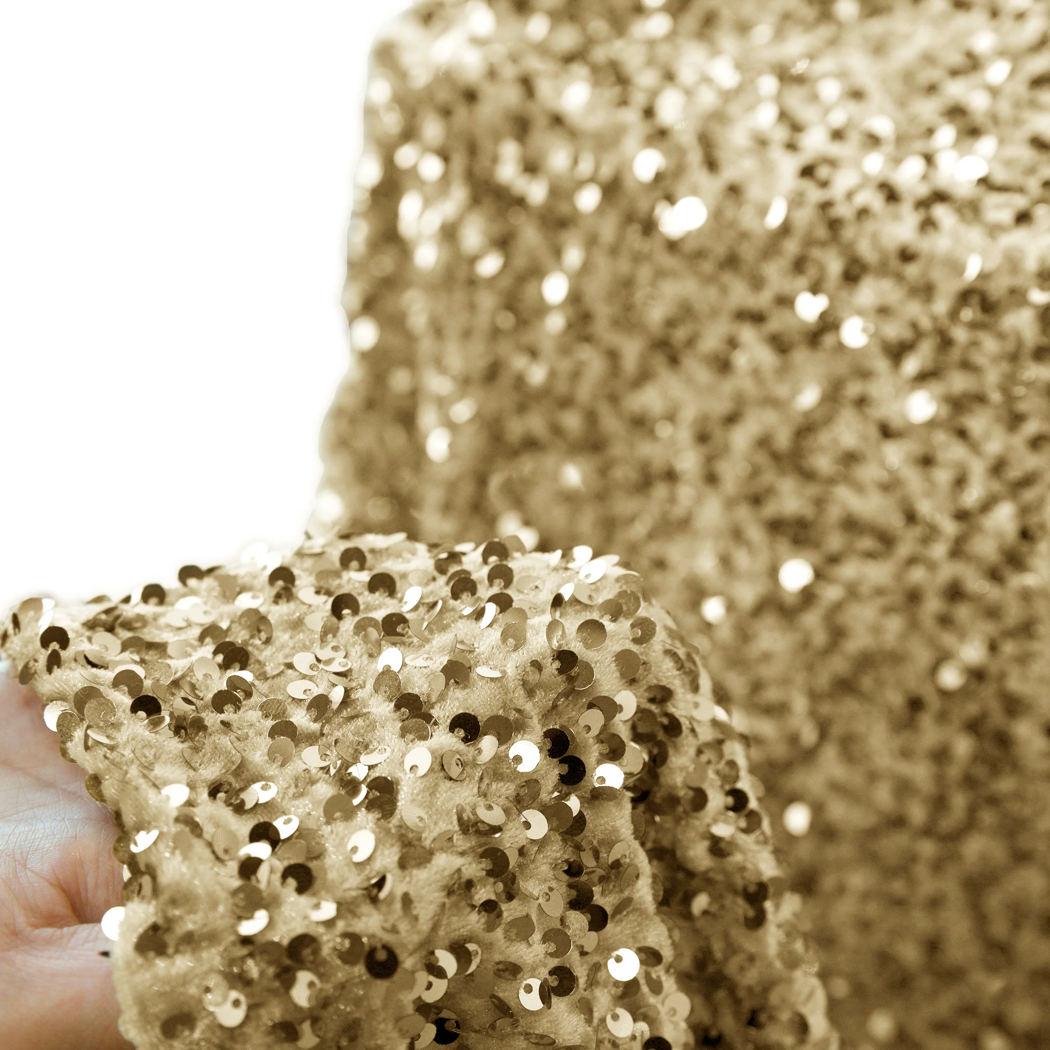 Sequin Velvet 10ft H x 52" W Drape/Backdrop Curtain Panel - Champagne - Image 2