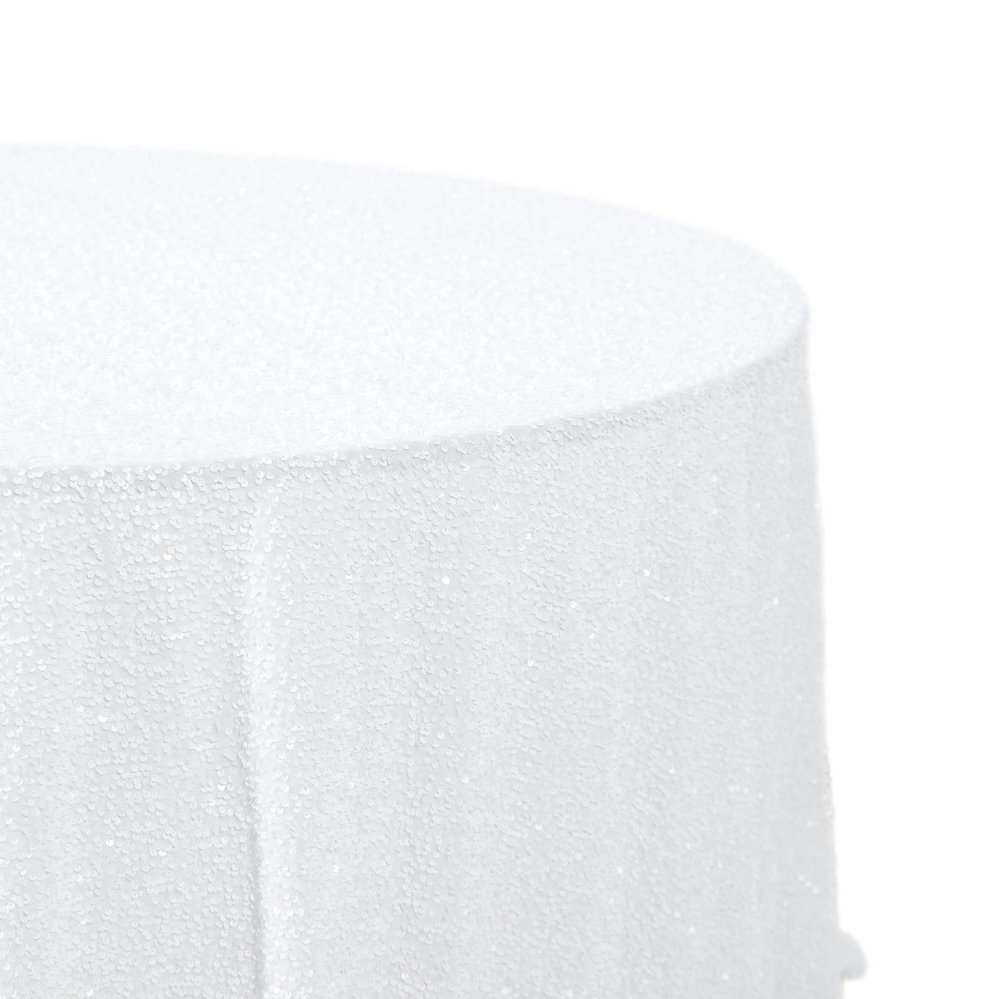 Sequin Velvet 120" Round Tablecloth - White - Image 4