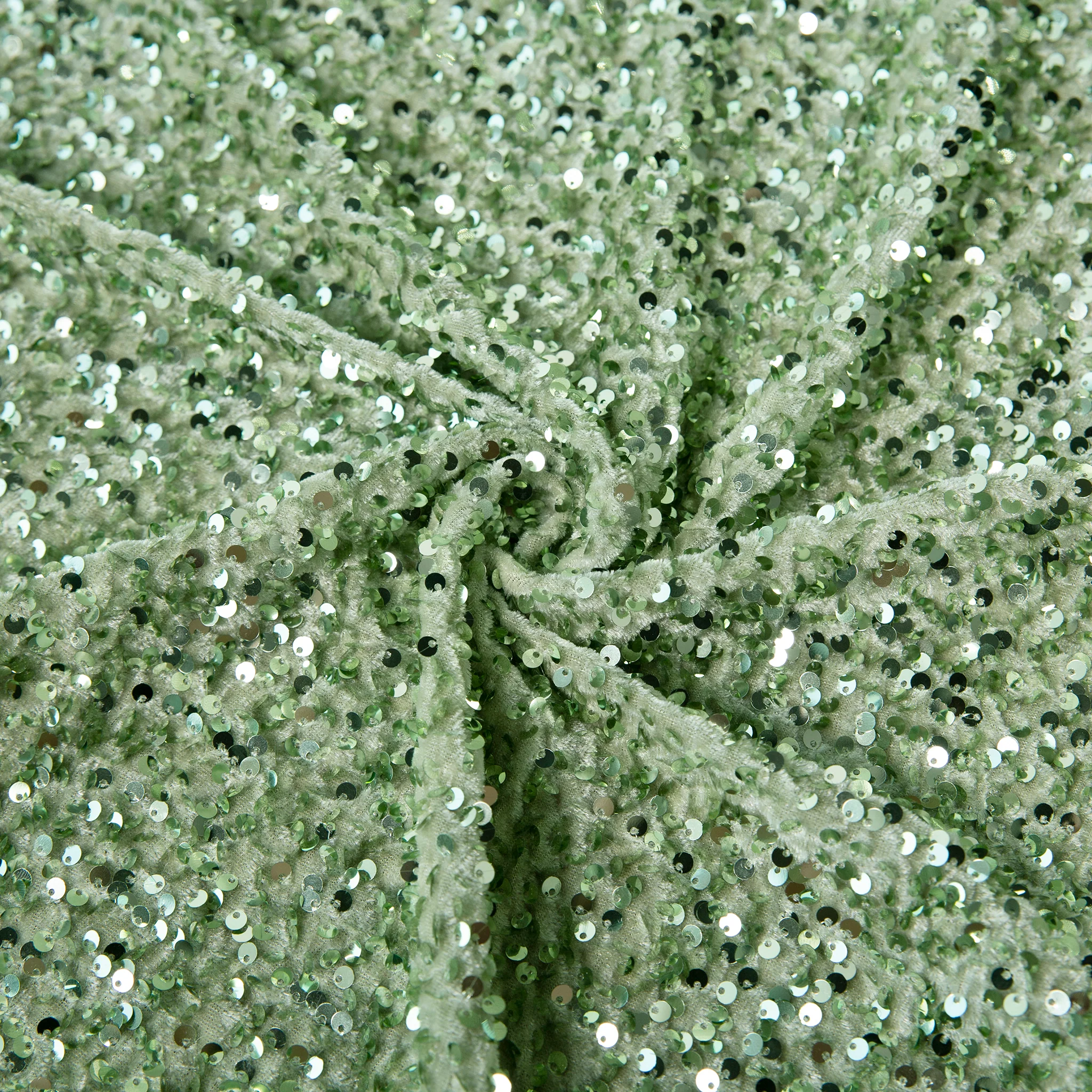 Sequin Velvet 12ft H x 52" W Drape/Backdrop Curtain Panel - Sage Green - Image 2