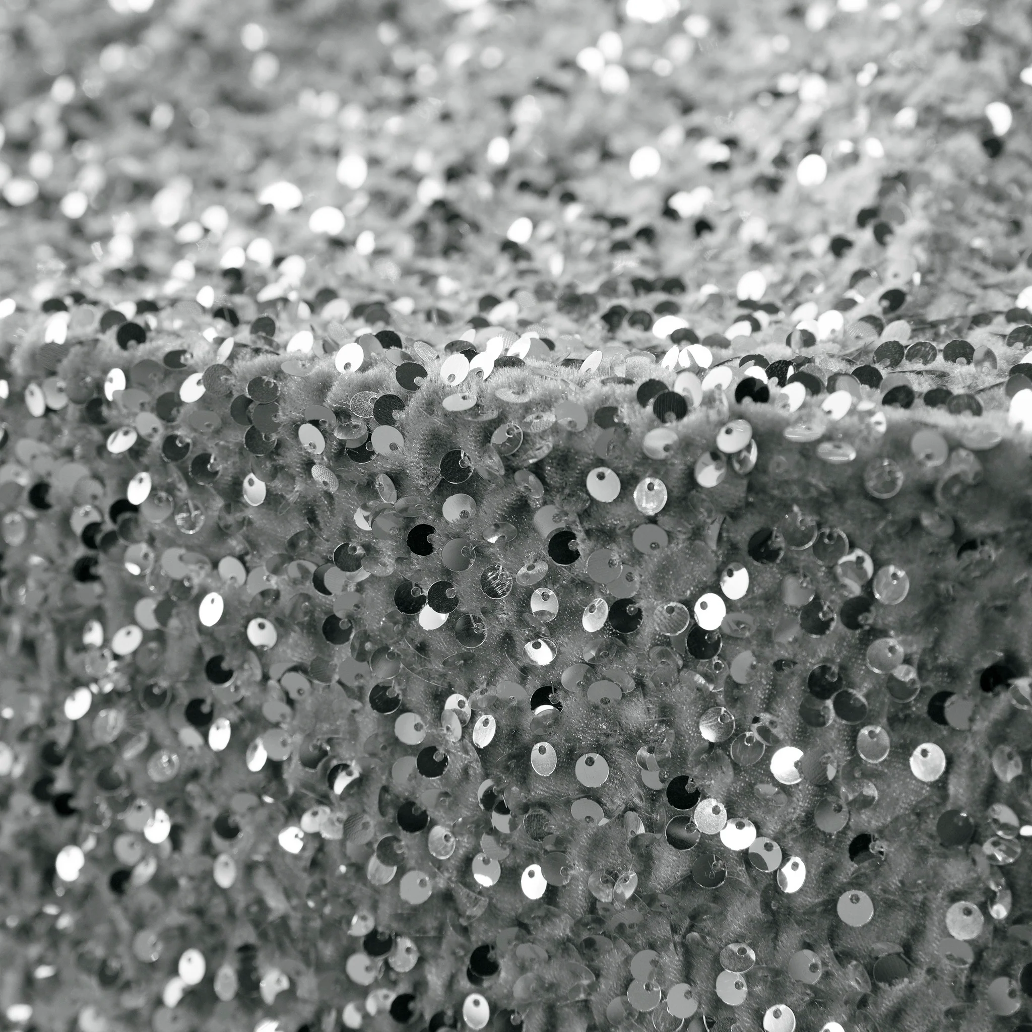 Sequin Velvet 12ft H x 52" W Drape/Backdrop Curtain Panel - Silver - Image 4