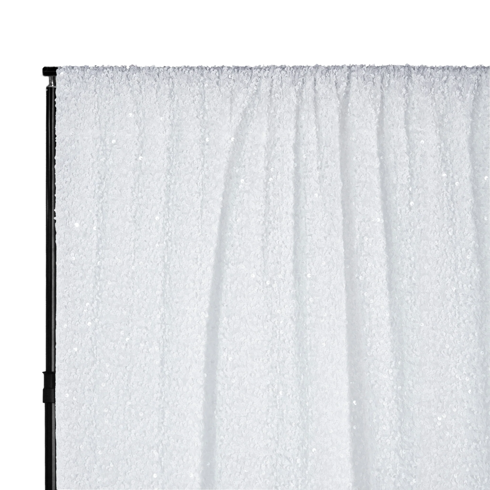 Sequin Velvet 12ft H x 52" W Drape/Backdrop Curtain Panel - White