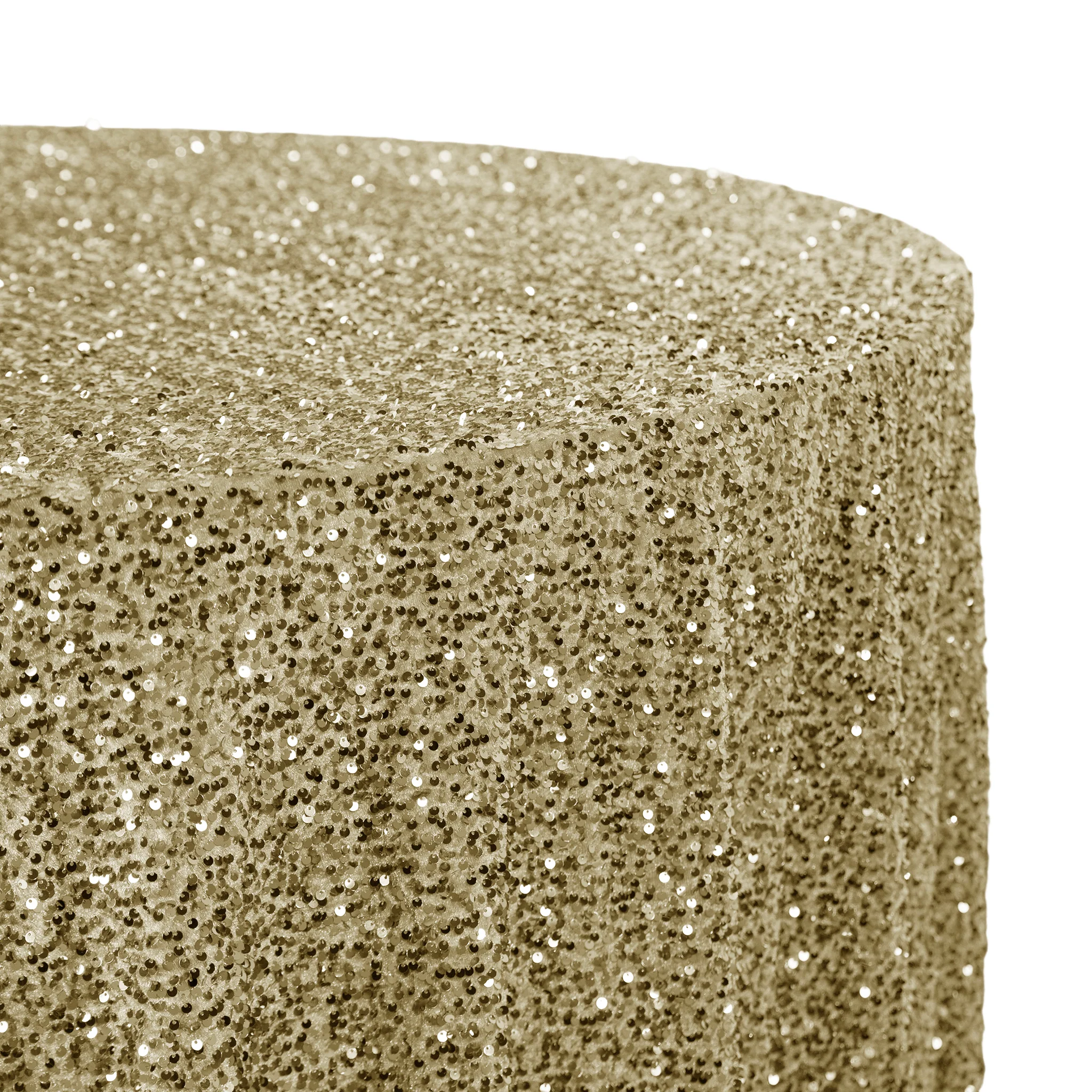 Sequin Velvet 132" Round Tablecloth - Champagne - Image 4