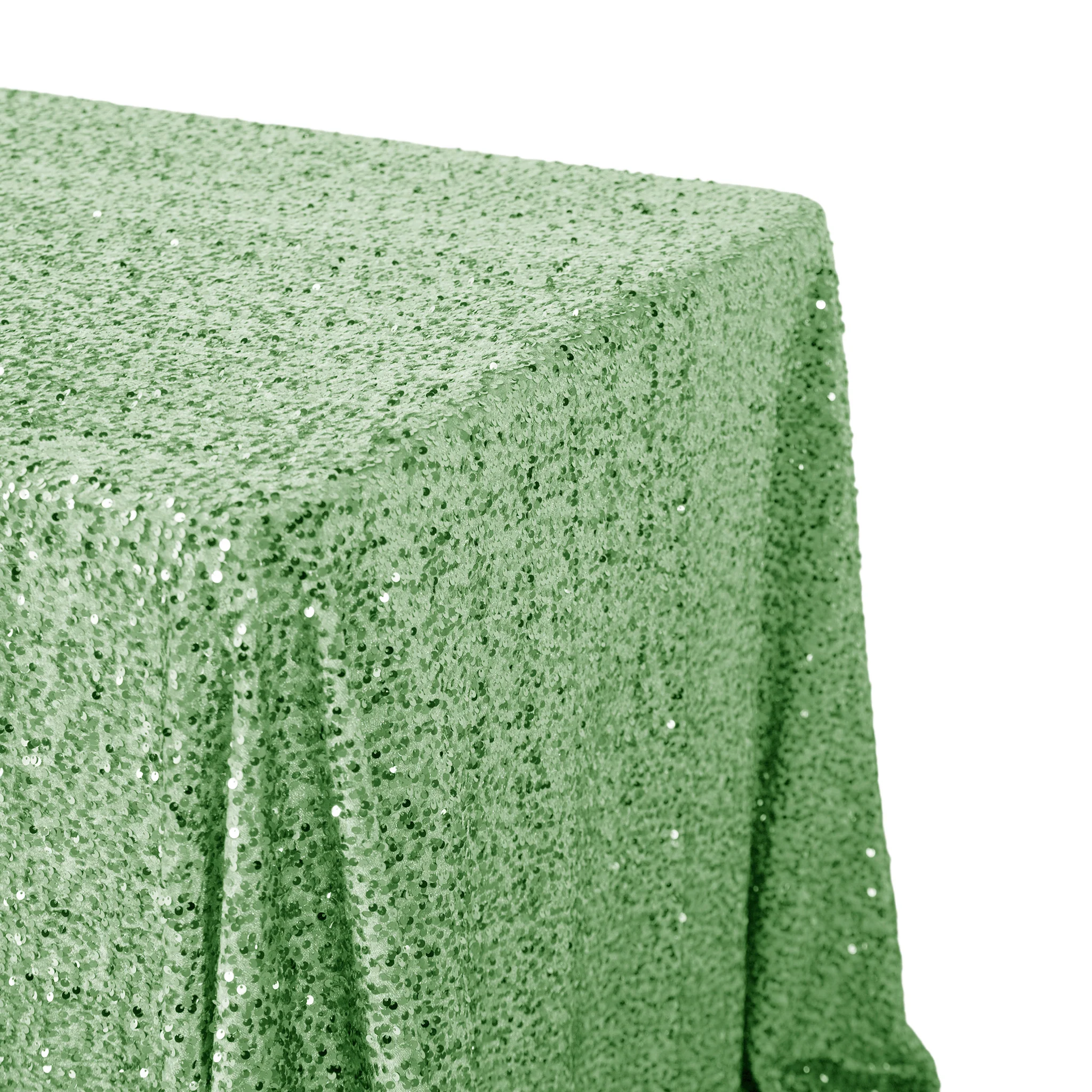 Sequin Velvet 90"x132" Rectangular Tablecloth - Sage Green - Image 3