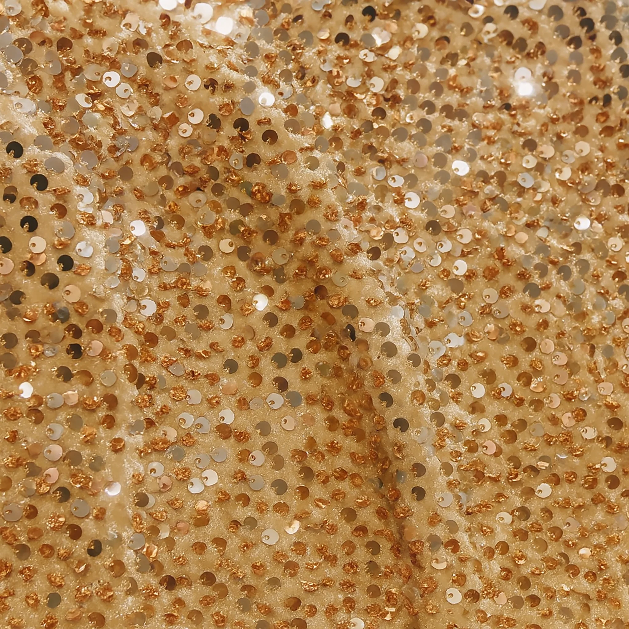Sequin Velvet 90"x156" Rectangular Tablecloth - Gold - Image 2
