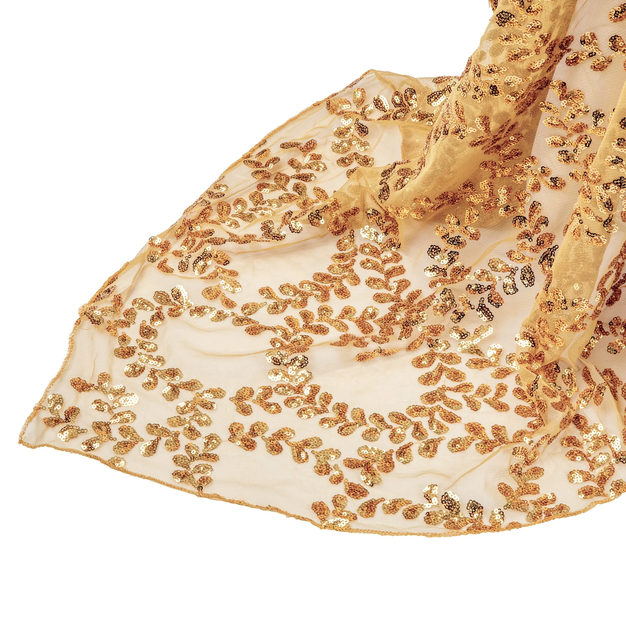 Sequin Vine Tablecloth Overlay 90"x132" Rectangle - Gold - Image 7
