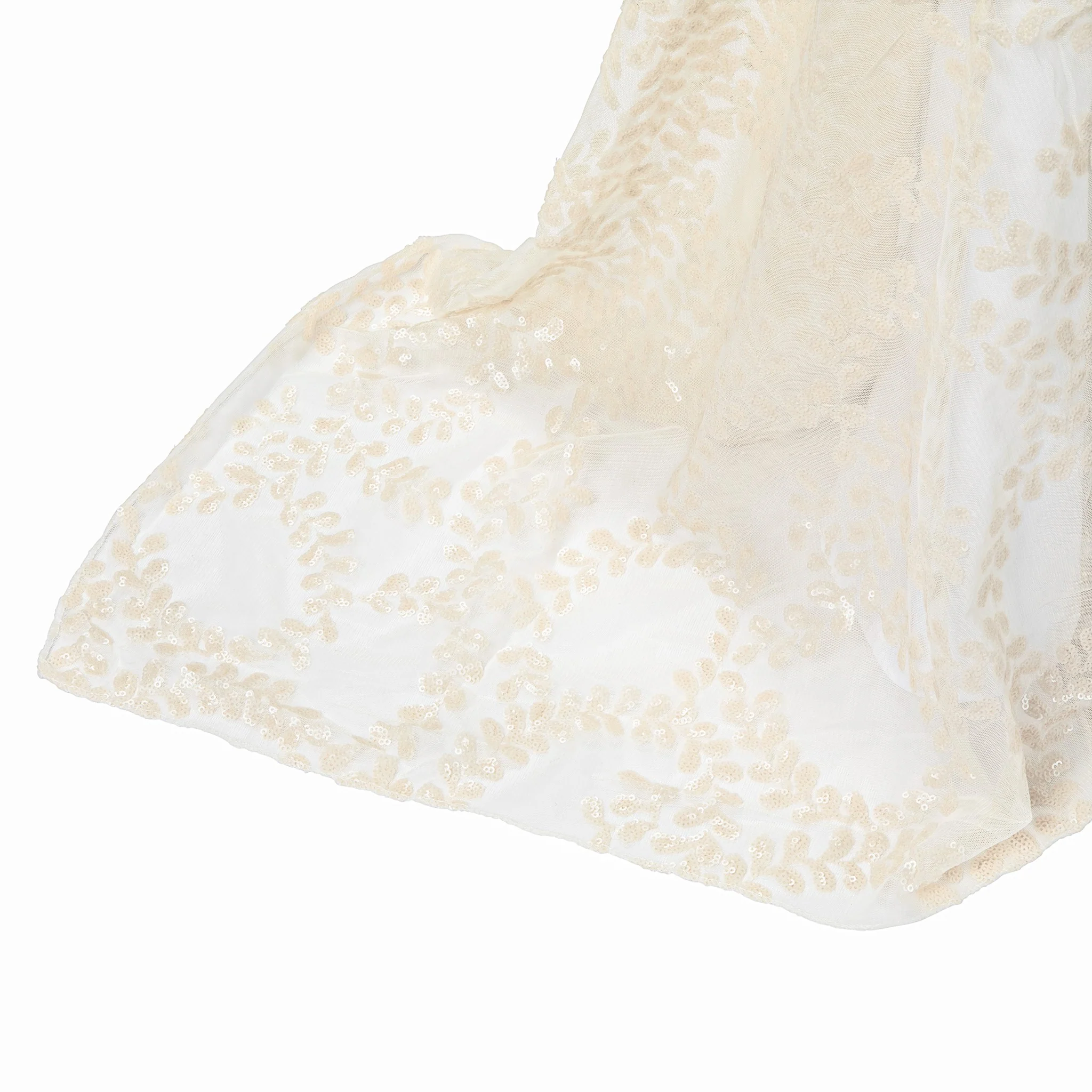 Sequin Vine Tablecloth Overlay 90"x132" Rectangle - Light Ivory/Off White - Image 7