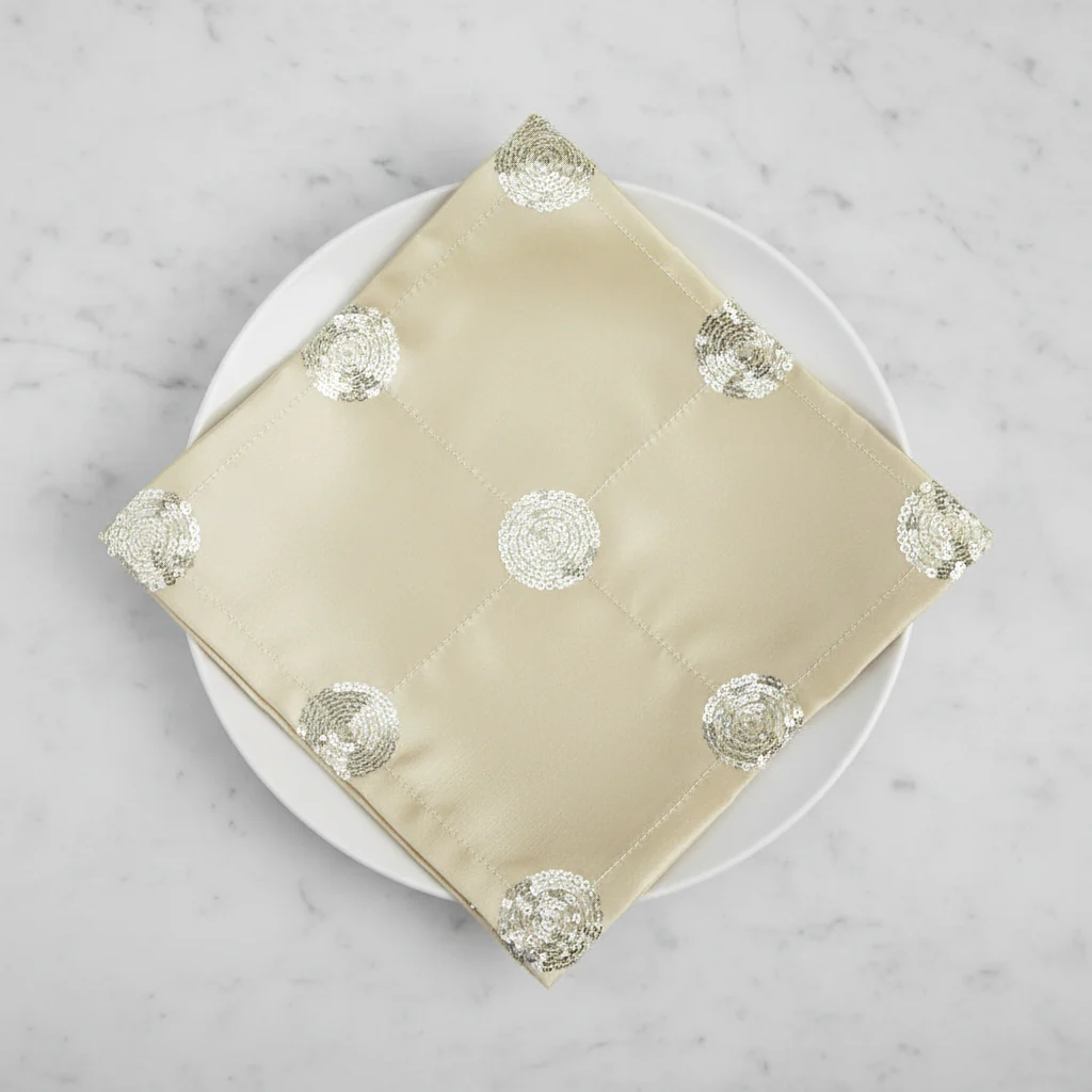 Sequins Taffeta Napkin 20"x20" - Champagne