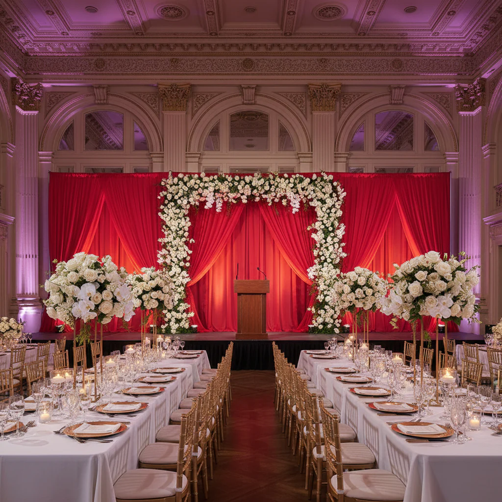 Sheer Voile Flame Retardant (FR) 14ft H x 118" W Drape/Backdrop Curtain Panel - Red - Image 2