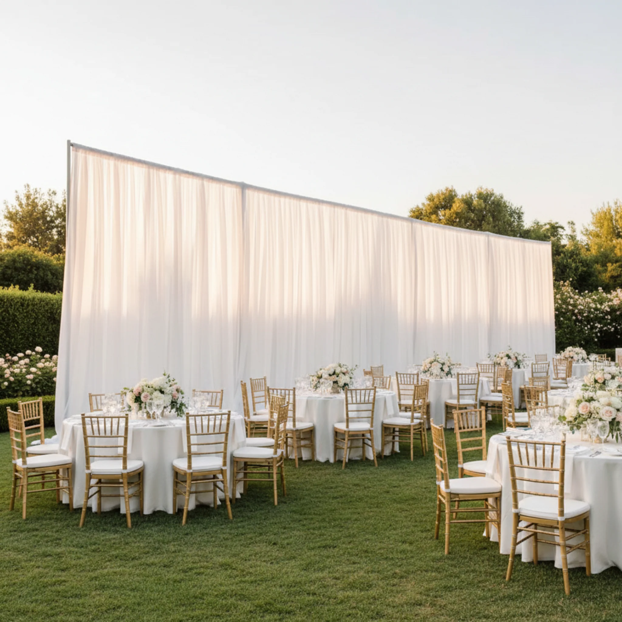 Sheer Voile Flame Retardant (FR) 14ft H x 118" W Drape/Backdrop Curtain Panel - White - Image 3
