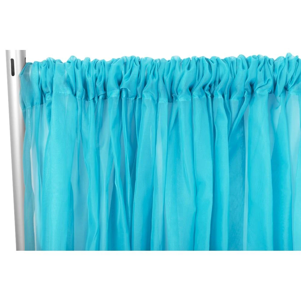 Sheer Voile Flame Retardant (FR) 8ft H x 118" W Drape/Backdrop Curtain Panel - Aqua Blue