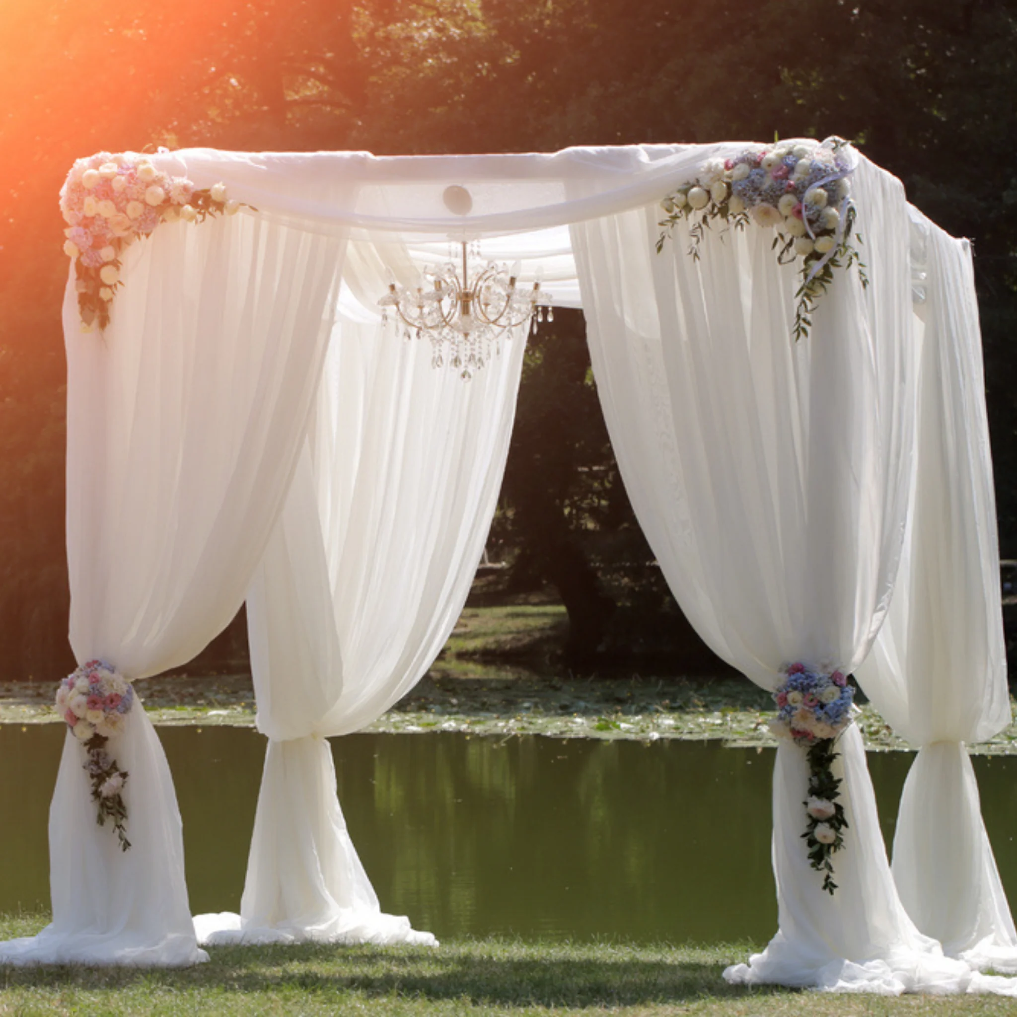Sheer Voile Flame Retardant (FR) 8ft H x 118" W Drape/Backdrop Curtain Panel - White