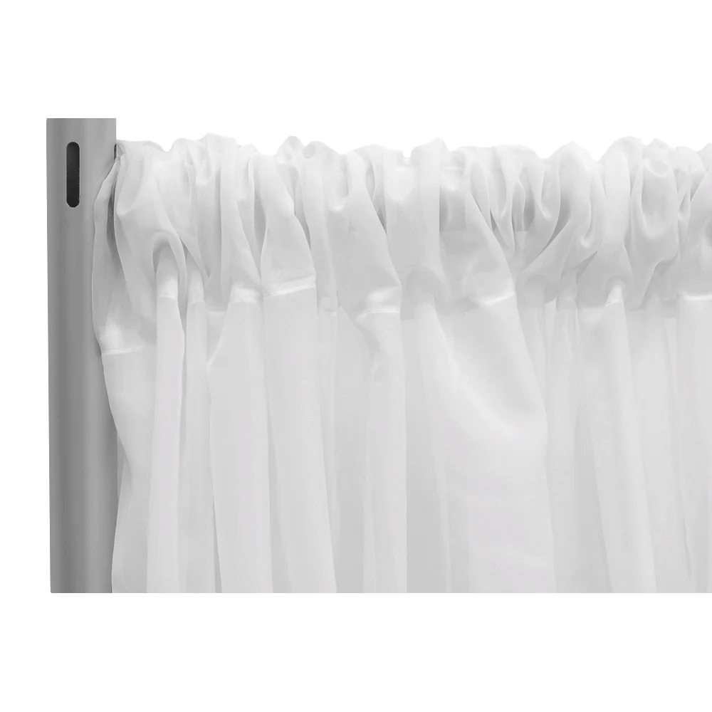 Sheer Voile Flame Retardant (FR) 8ft H x 118" W Drape/Backdrop Curtain Panel - White - Image 2