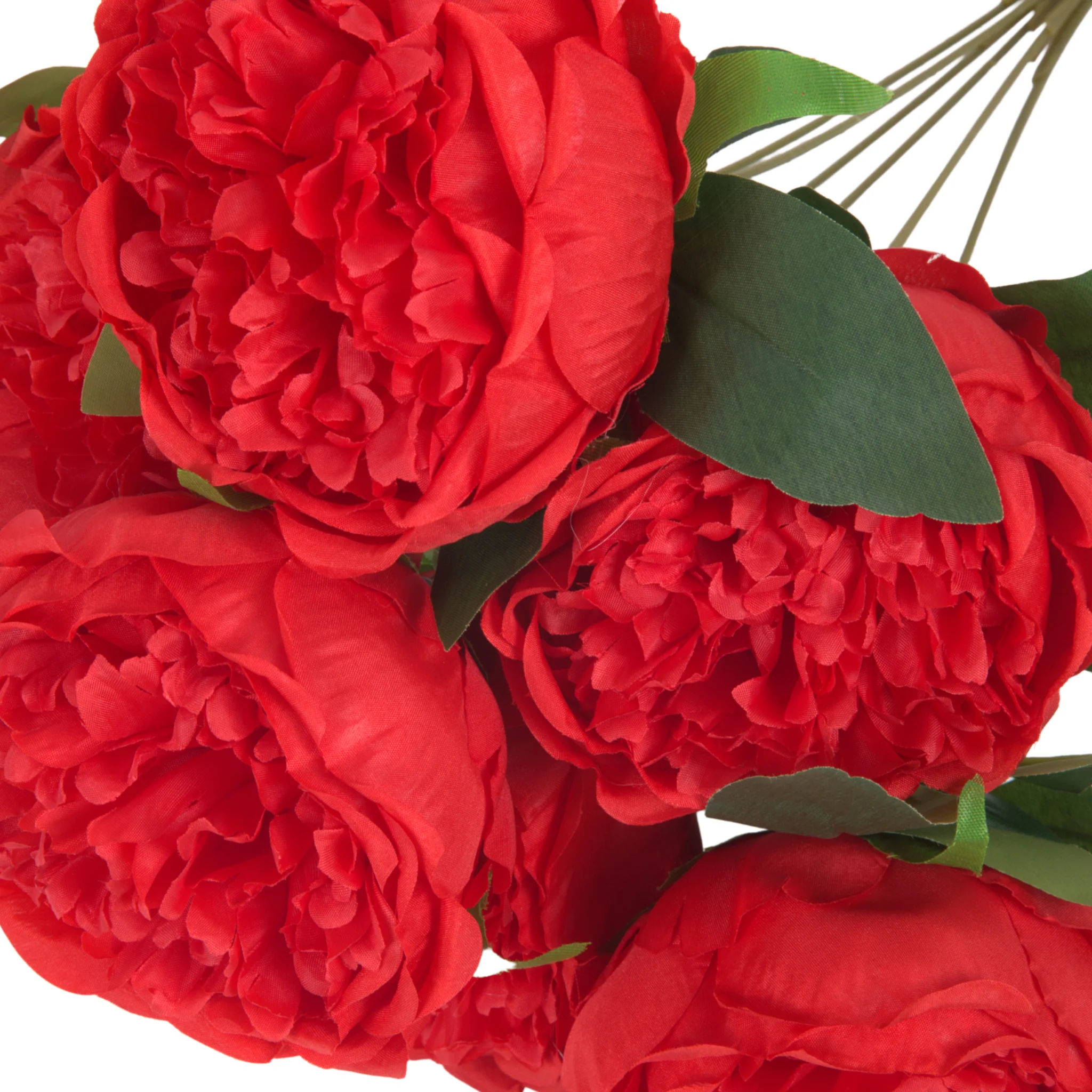 Silk Artificial Peony Flower Bush Bundle - Red - Image 5