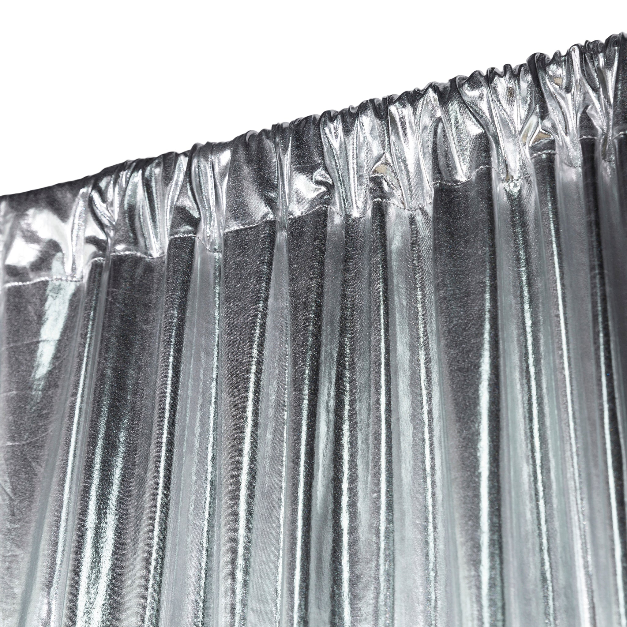 Metallic Silver Spandex Drape Curtain – 12ft x 60" Wrinkle-Free Backdrop Panel - Image 4