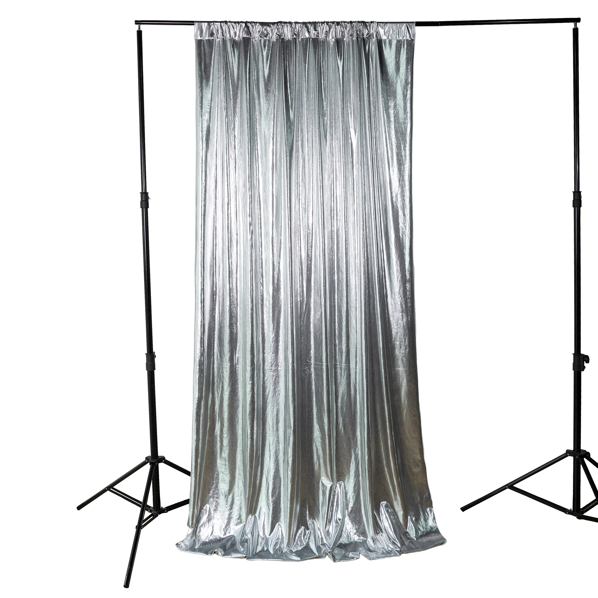 Metallic Silver Spandex Drape Curtain – 12ft x 60" Wrinkle-Free Backdrop Panel - Image 5