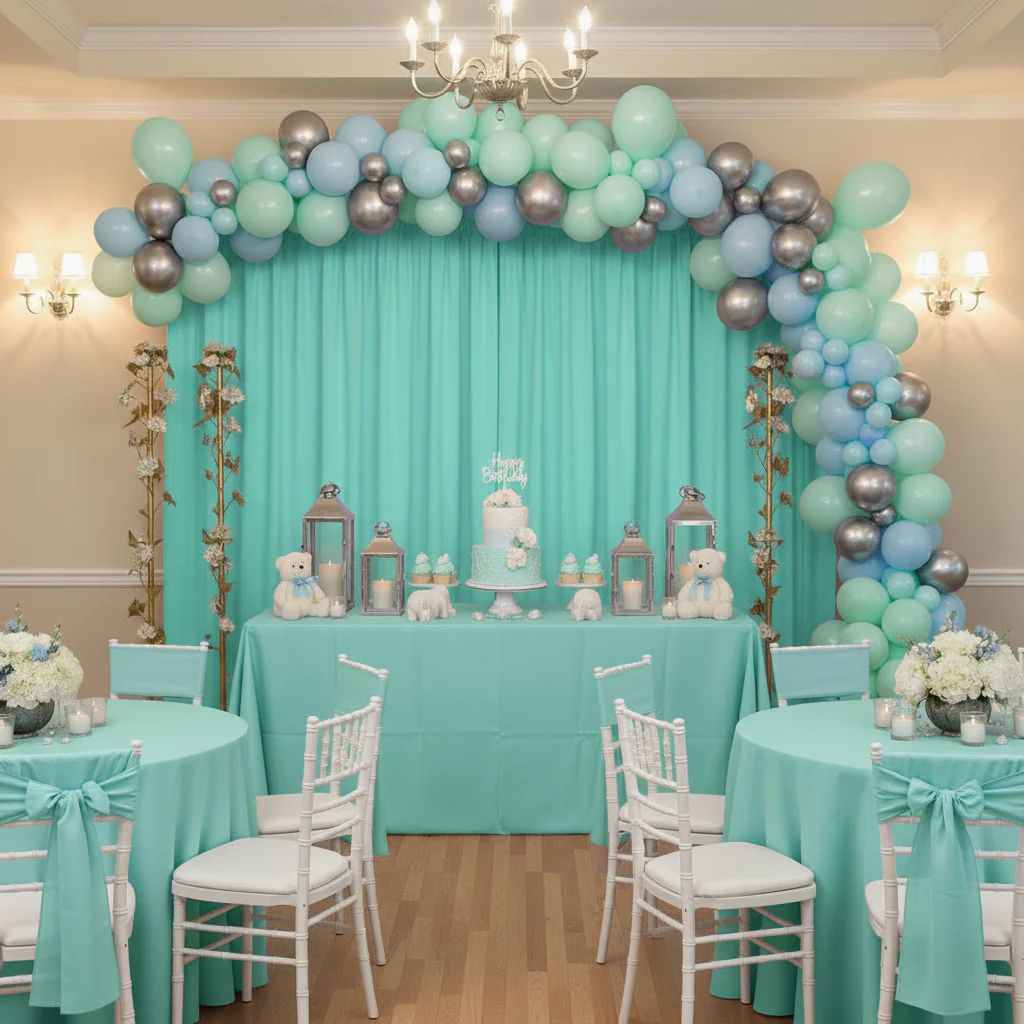 Spandex 4-way Stretch Drape Curtain 10ft H x 60" W - Turquoise - Image 2