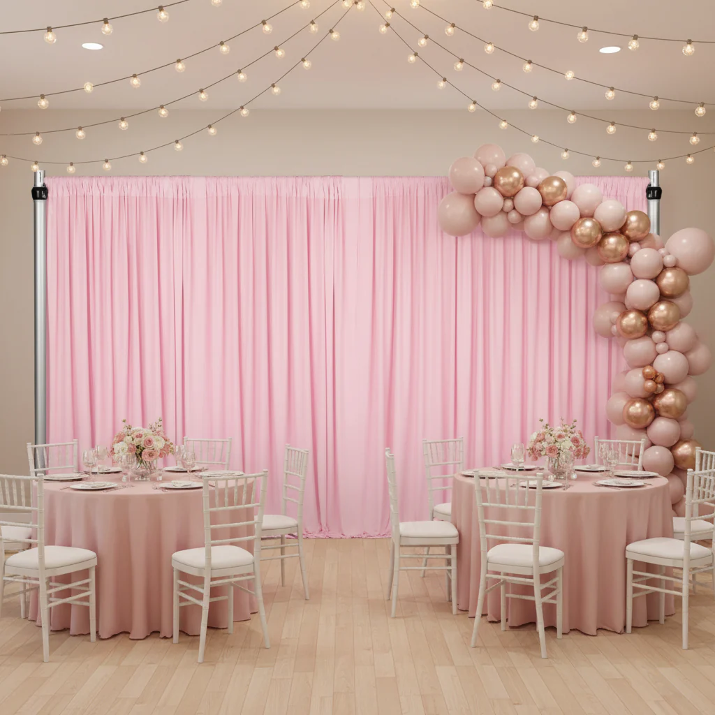 Spandex 4-way Stretch Backdrop Drape Curtain 16ft H x 60" W - Pink - Image 5