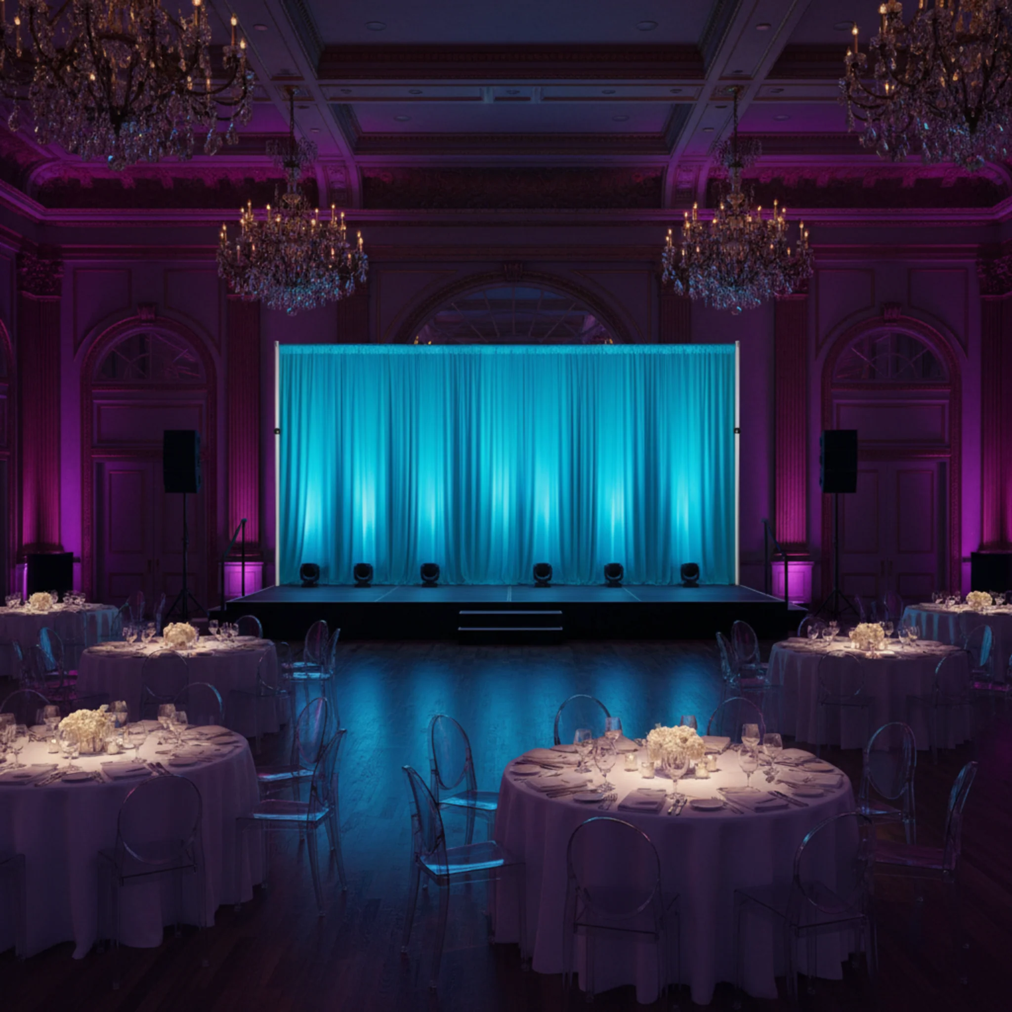 Spandex 4-way Stretch Backdrop Drape Curtain 10ft H x 60" W - Aqua Blue - Image 6