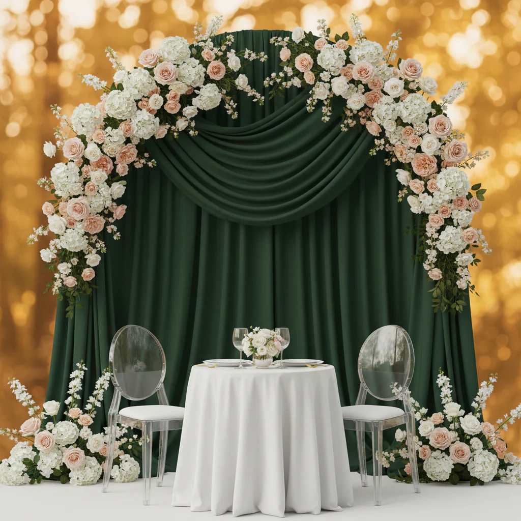 Spandex 4-way Stretch Backdrop Drape Curtain 10ft H x 60" W - Willow Green - Image 3