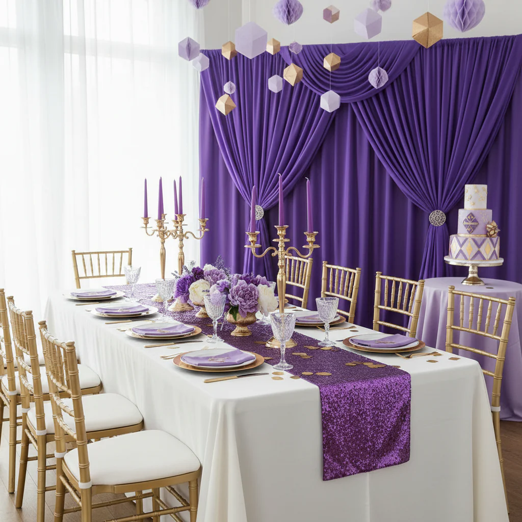 Spandex 4-way Stretch Backdrop Drape Curtain 12ft H x 60" W - Purple - Image 2