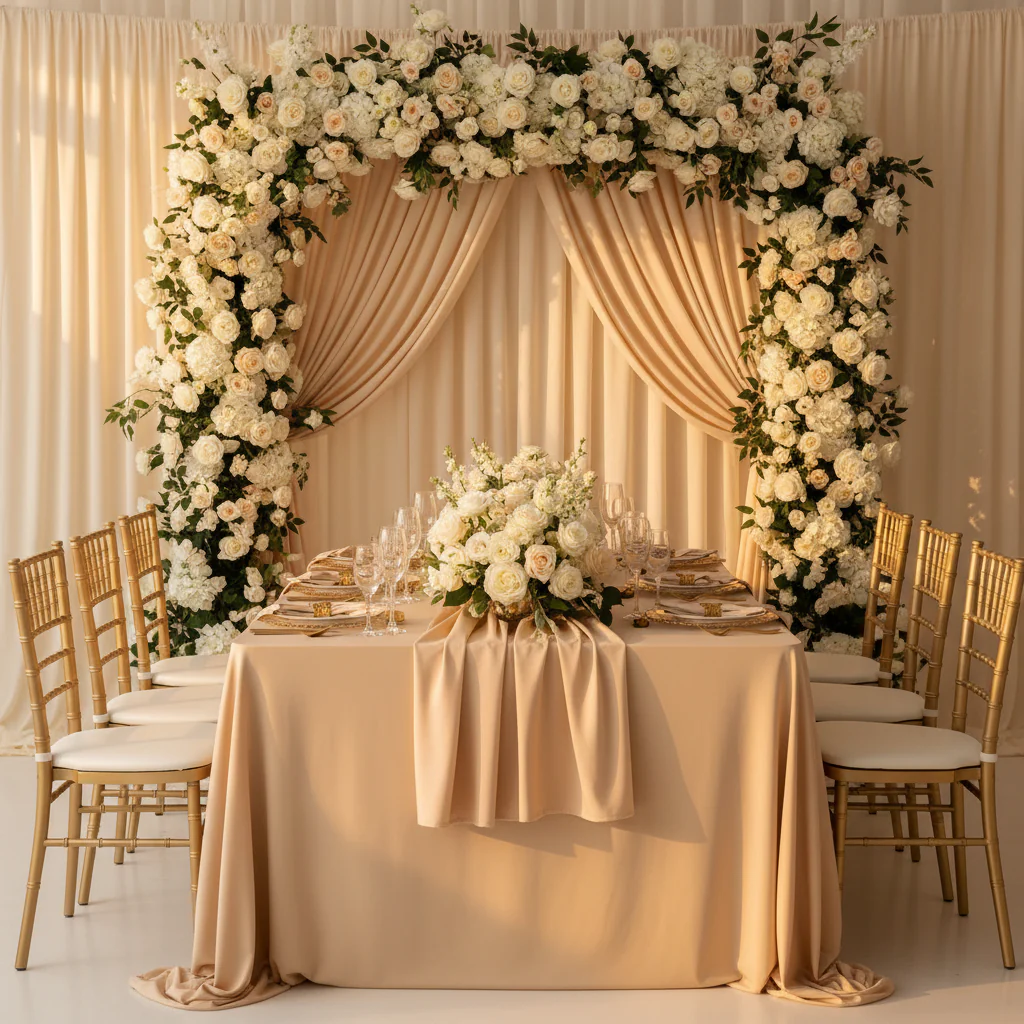 Spandex 4-way Stretch Backdrop Drape Curtain 14ft H x 60" W - Champagne - Image 2