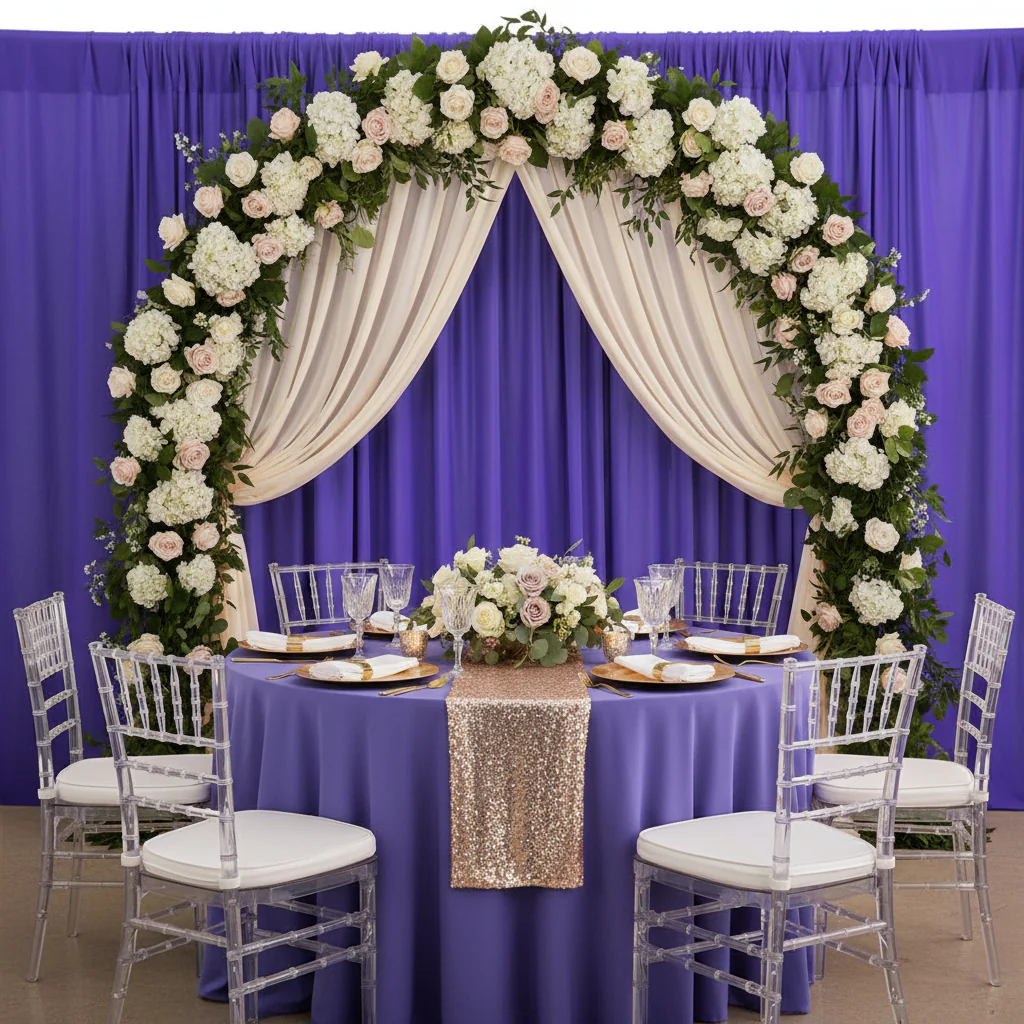 Spandex 4-way Stretch Backdrop Drape Curtain 14ft H x 60" W - Purple - Image 2