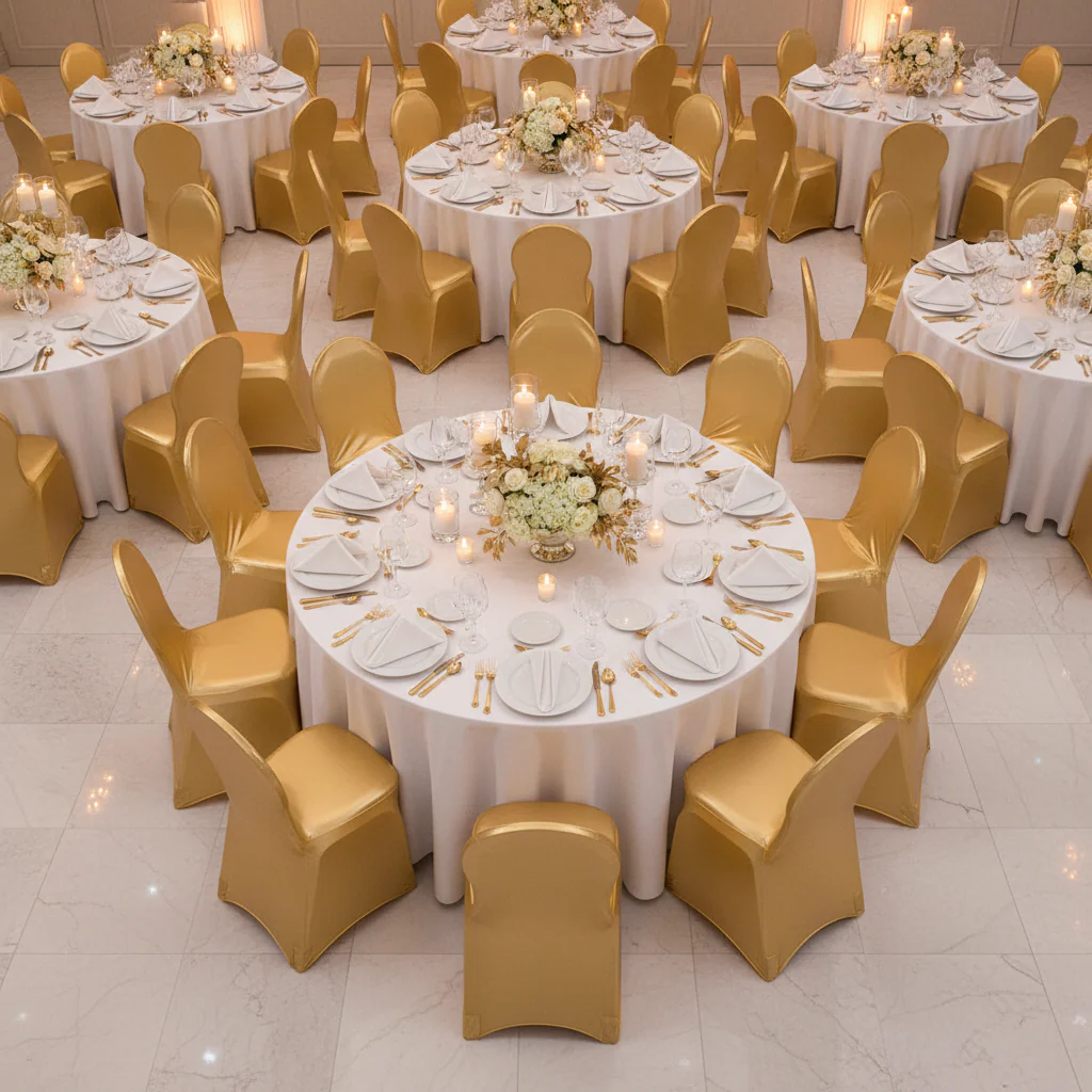 Spandex Banquet Chair Cover - Metallic Gold - Image 3