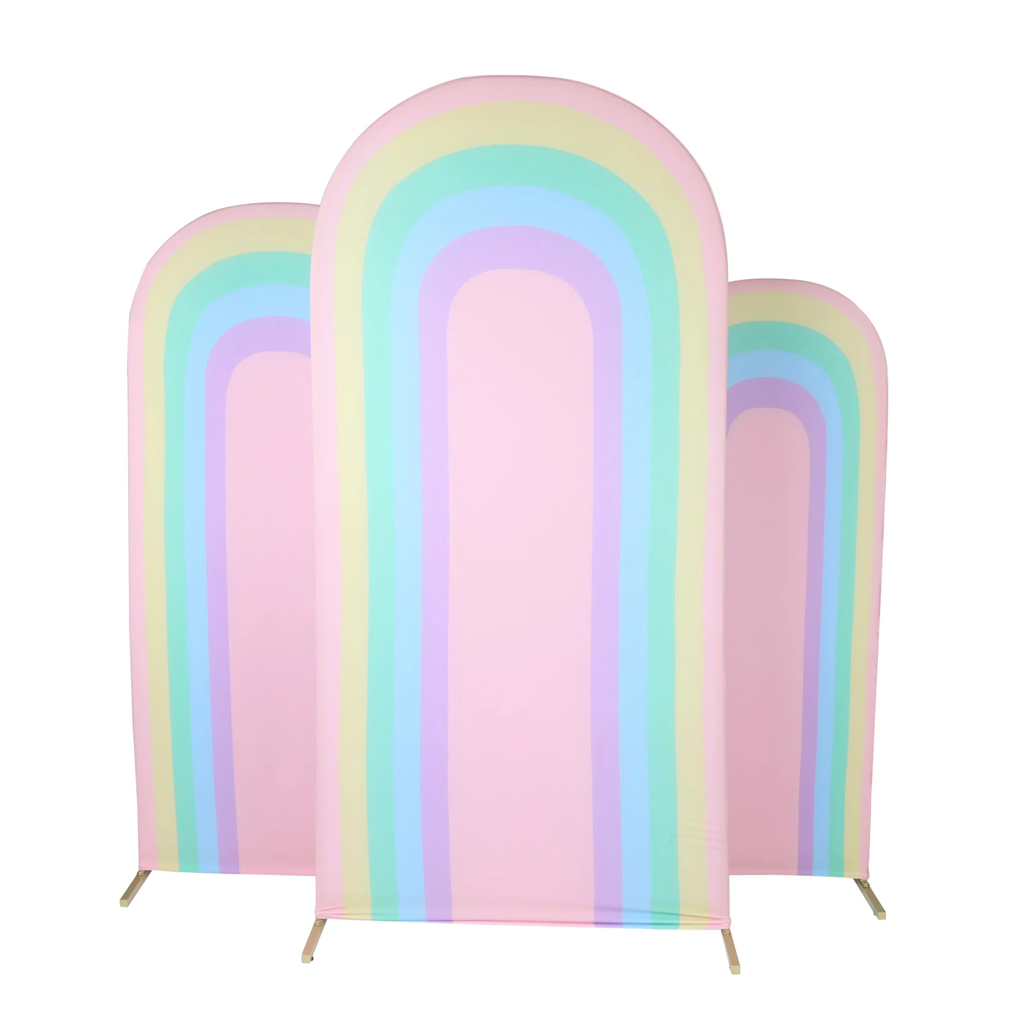Spandex Covers for Trio Arch Frame Backdrop 3pc/set - Pastel Rainbow