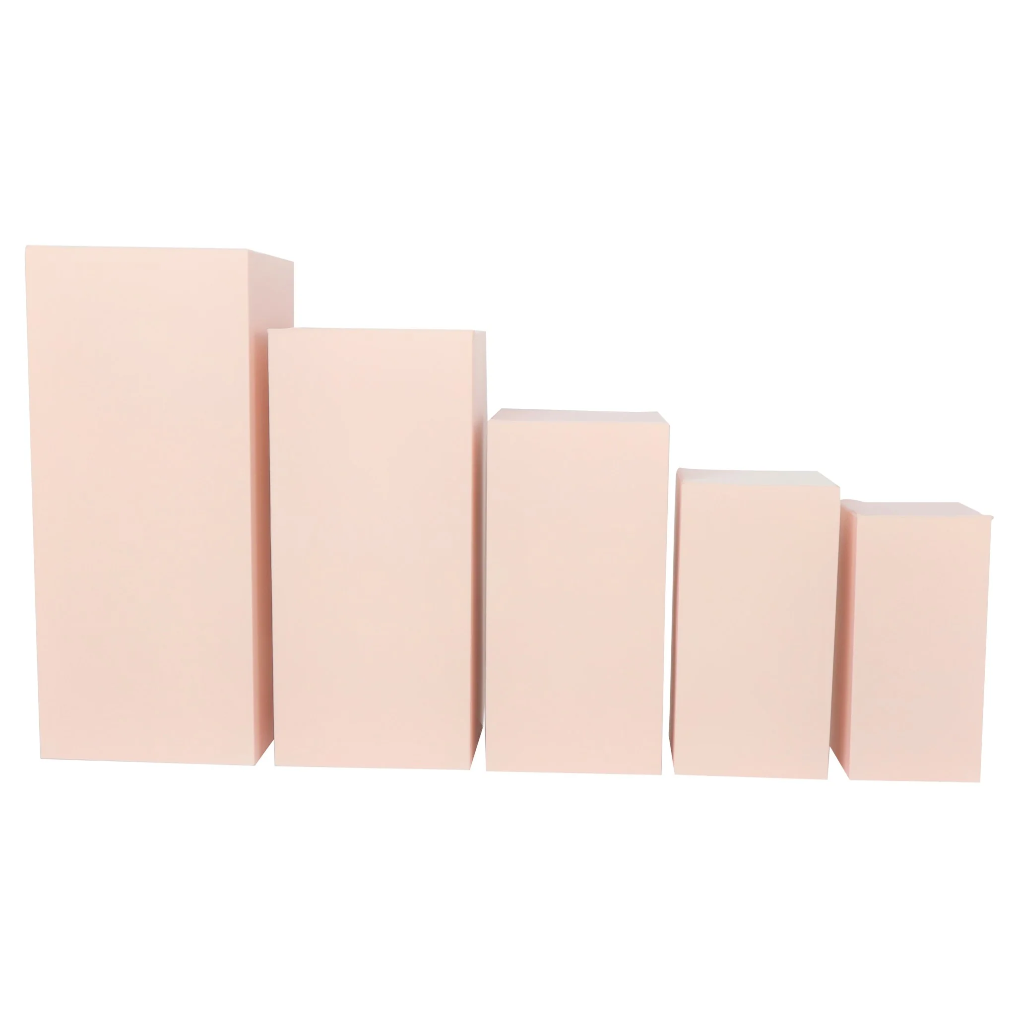Spandex Covers for Square Metal Pillar Pedestal Stands 5 pcs/set - Blush/Rose Gold - Image 2
