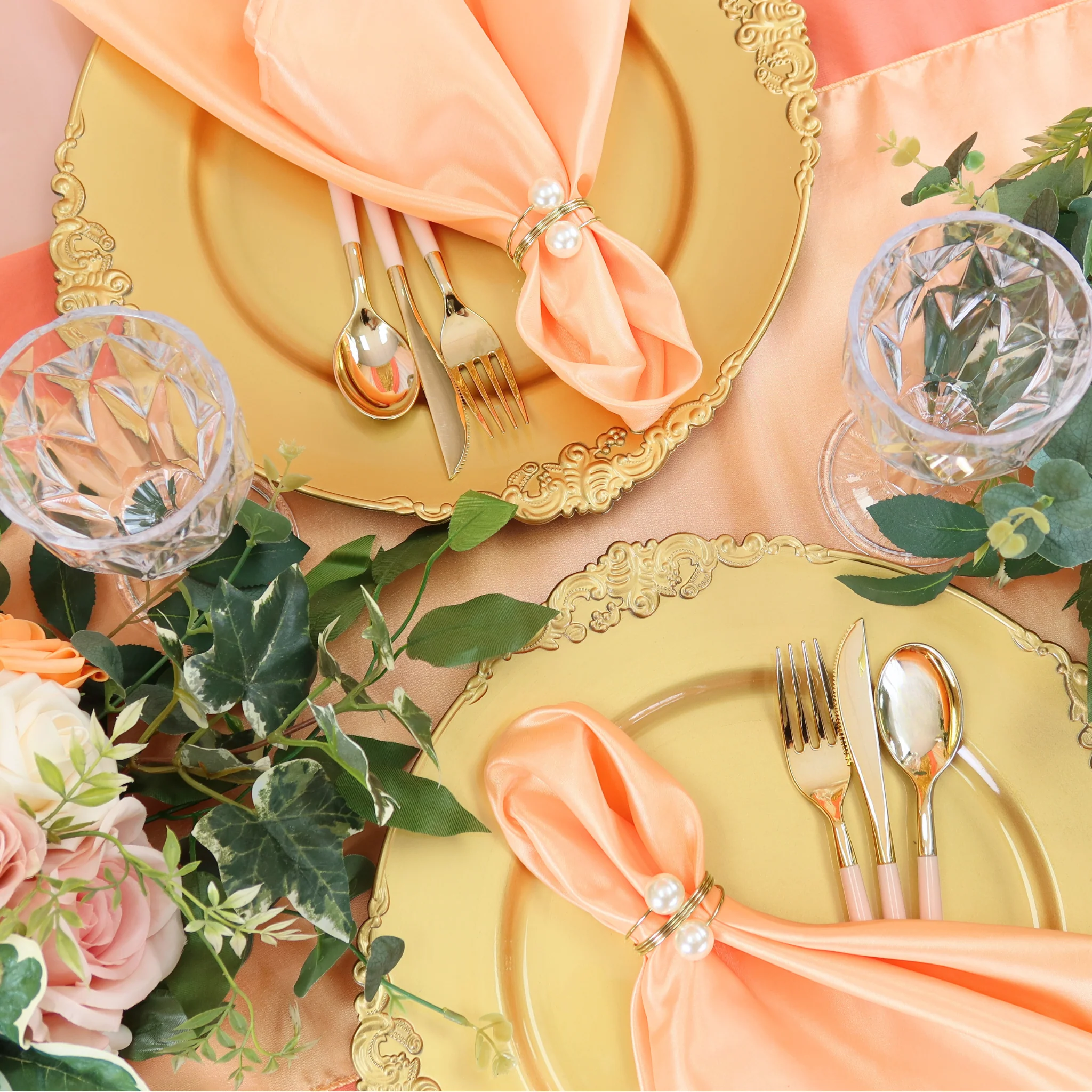 10 pc/pk Spiral Faux Pearl Napkin Ring - Gold - Image 3