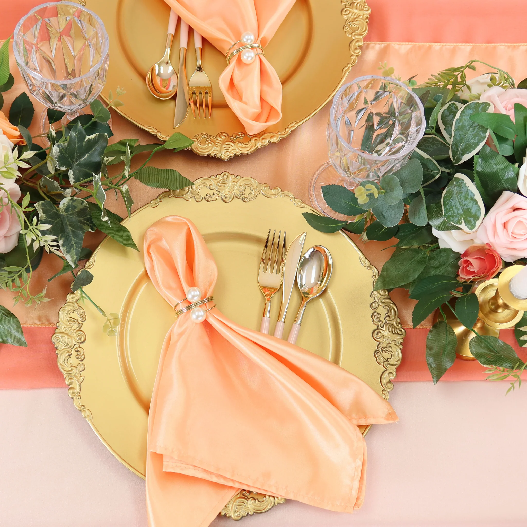 10 pc/pk Spiral Faux Pearl Napkin Ring - Gold - Image 4