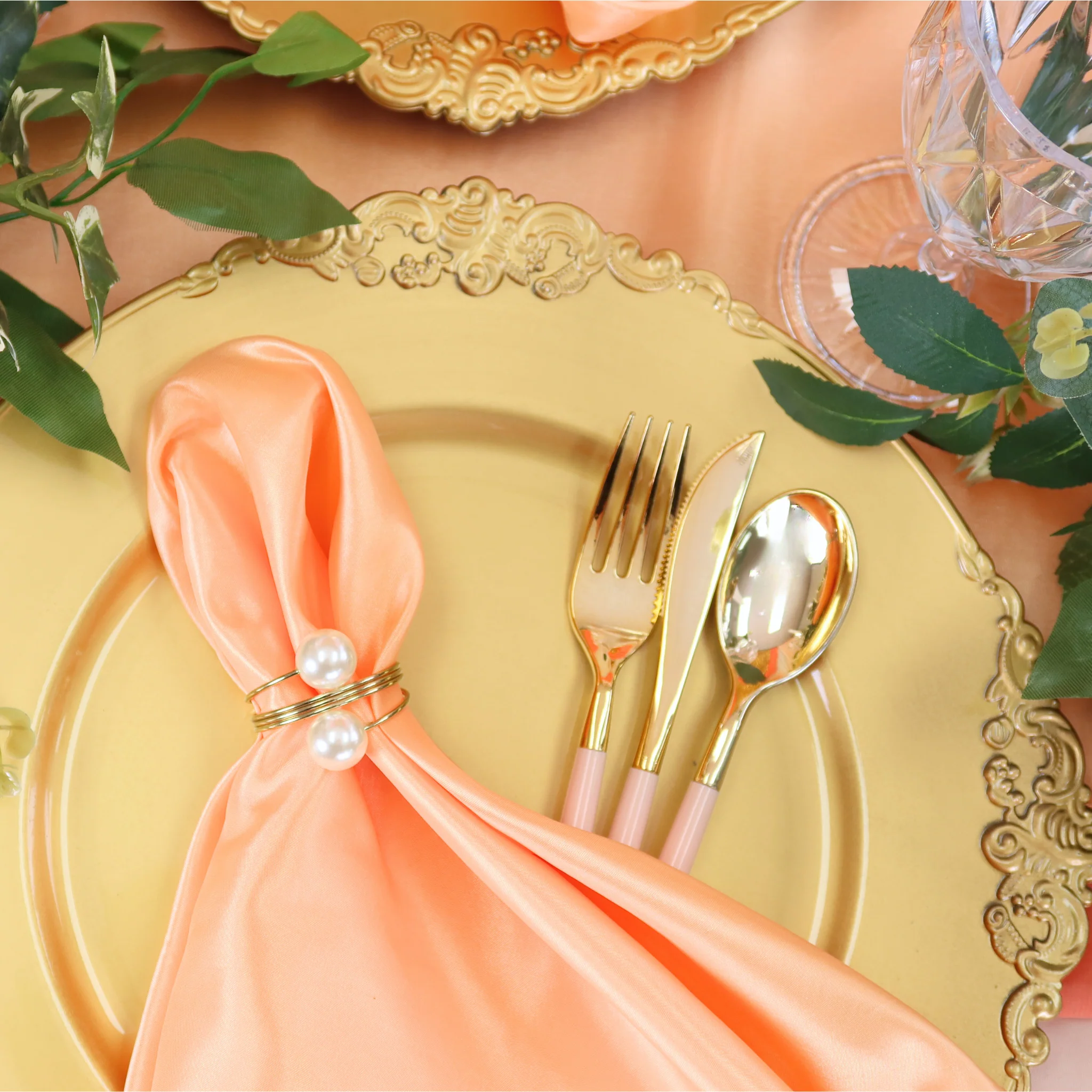 10 pc/pk Spiral Faux Pearl Napkin Ring - Gold - Image 6