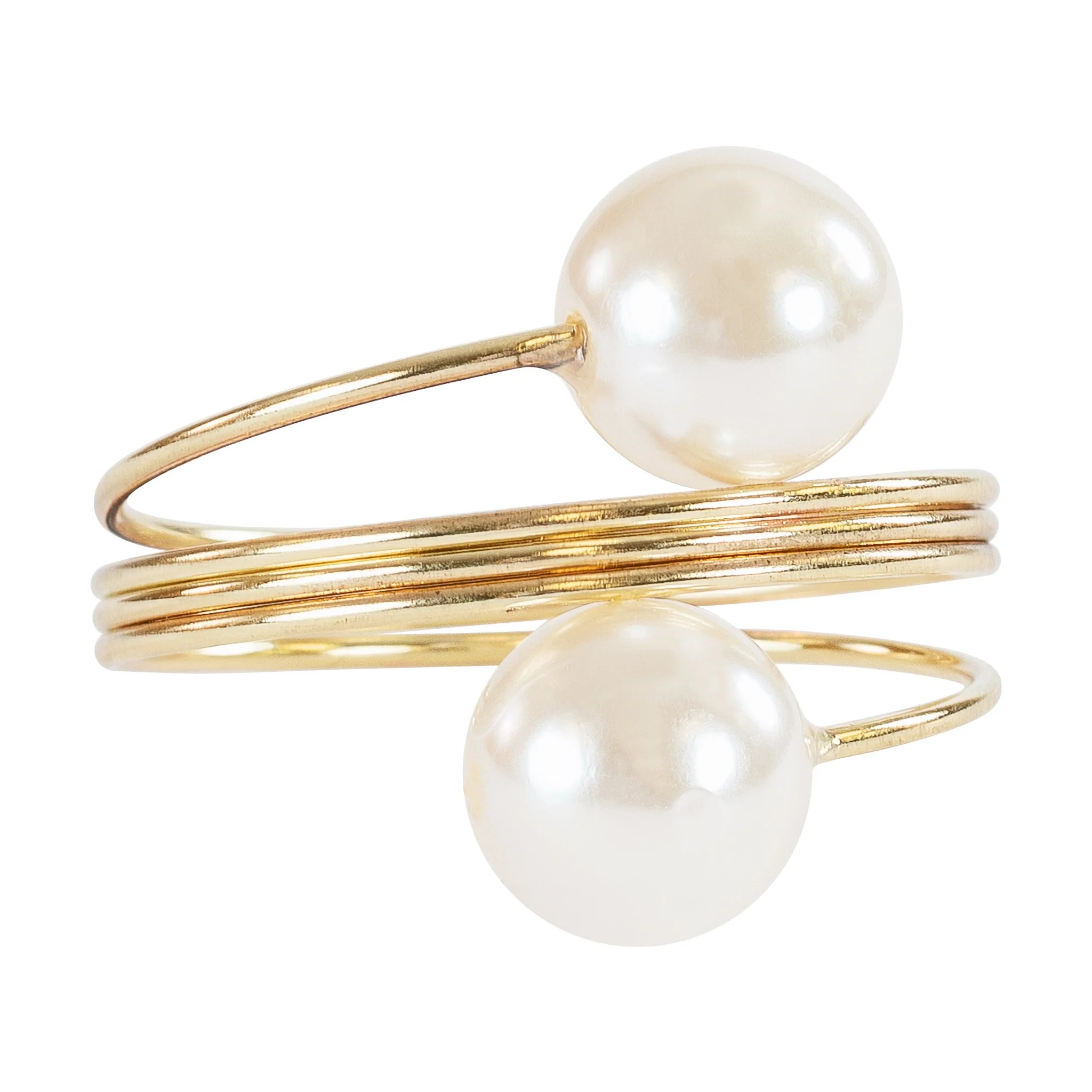 10 pc/pk Spiral Faux Pearl Napkin Ring - Gold - Image 7