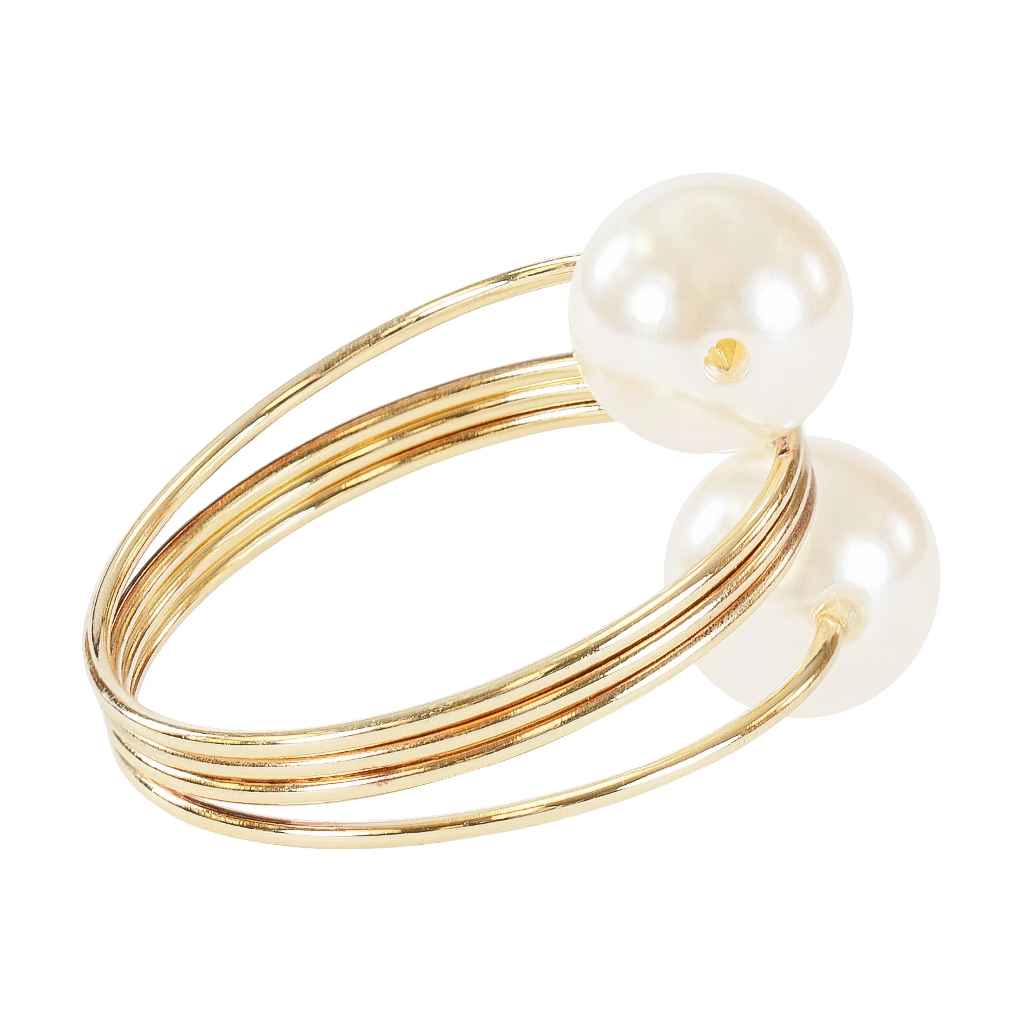 10 pc/pk Spiral Faux Pearl Napkin Ring - Gold - Image 8